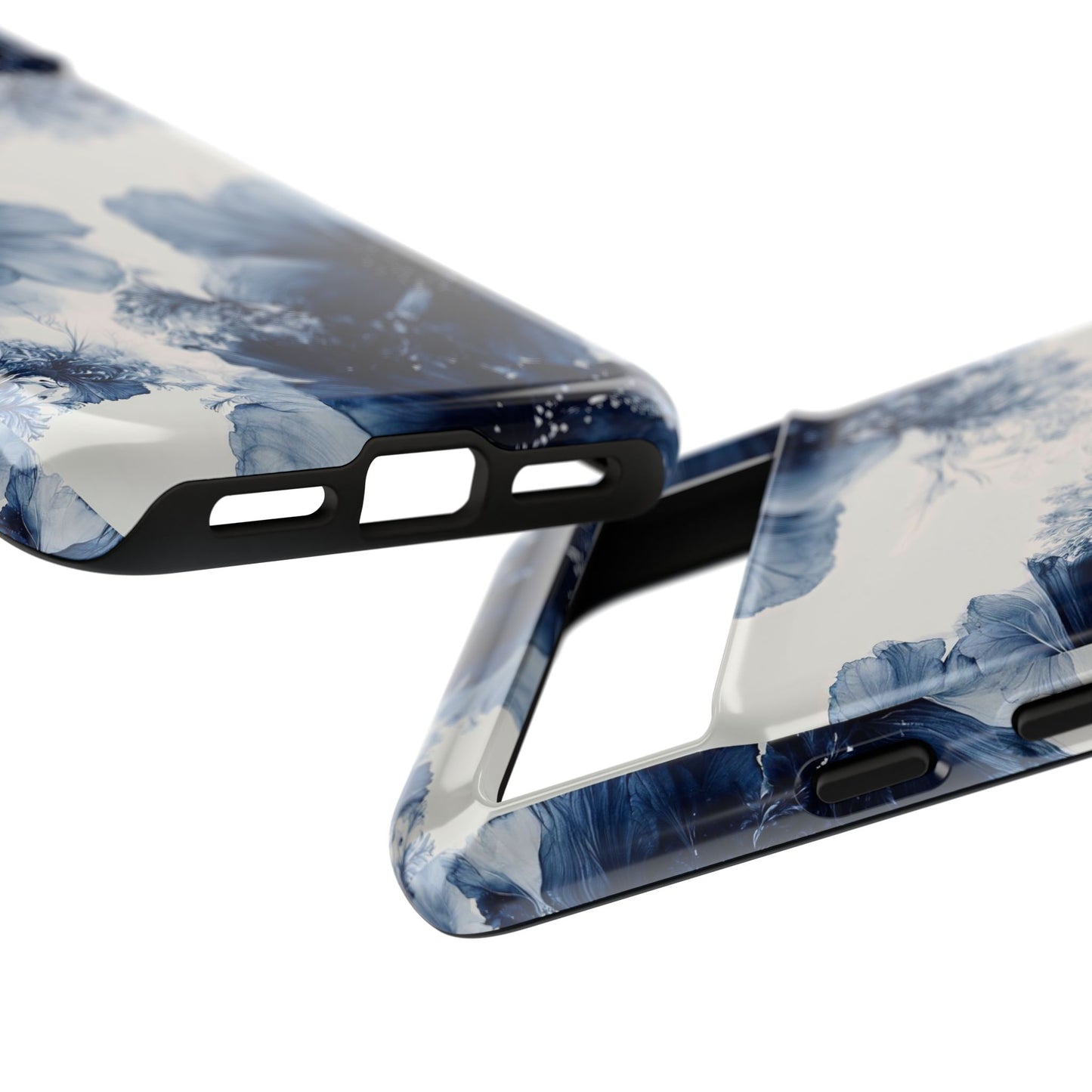 Floral Indigo Tough Phone Case — Blue Botanical Protective Cover