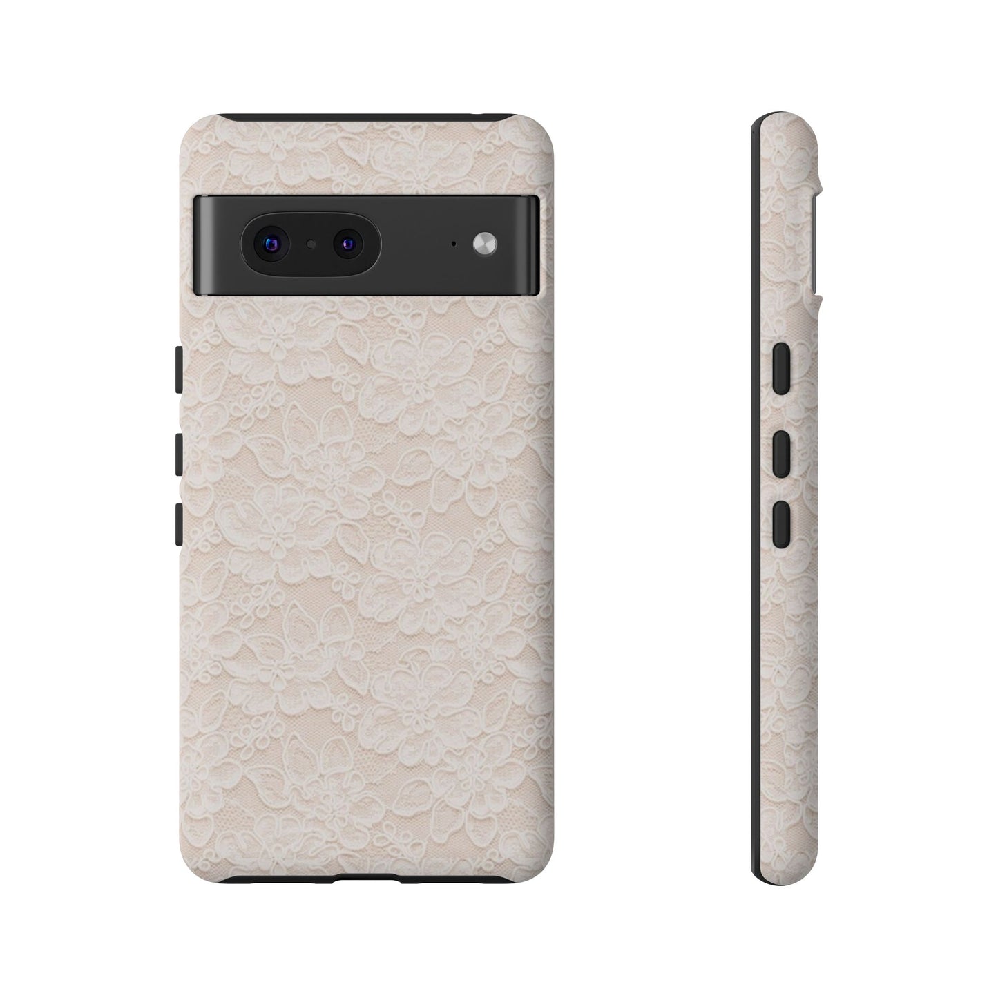 Floral Lace Tough Phone Case – Vintage Ivory Protective Cover