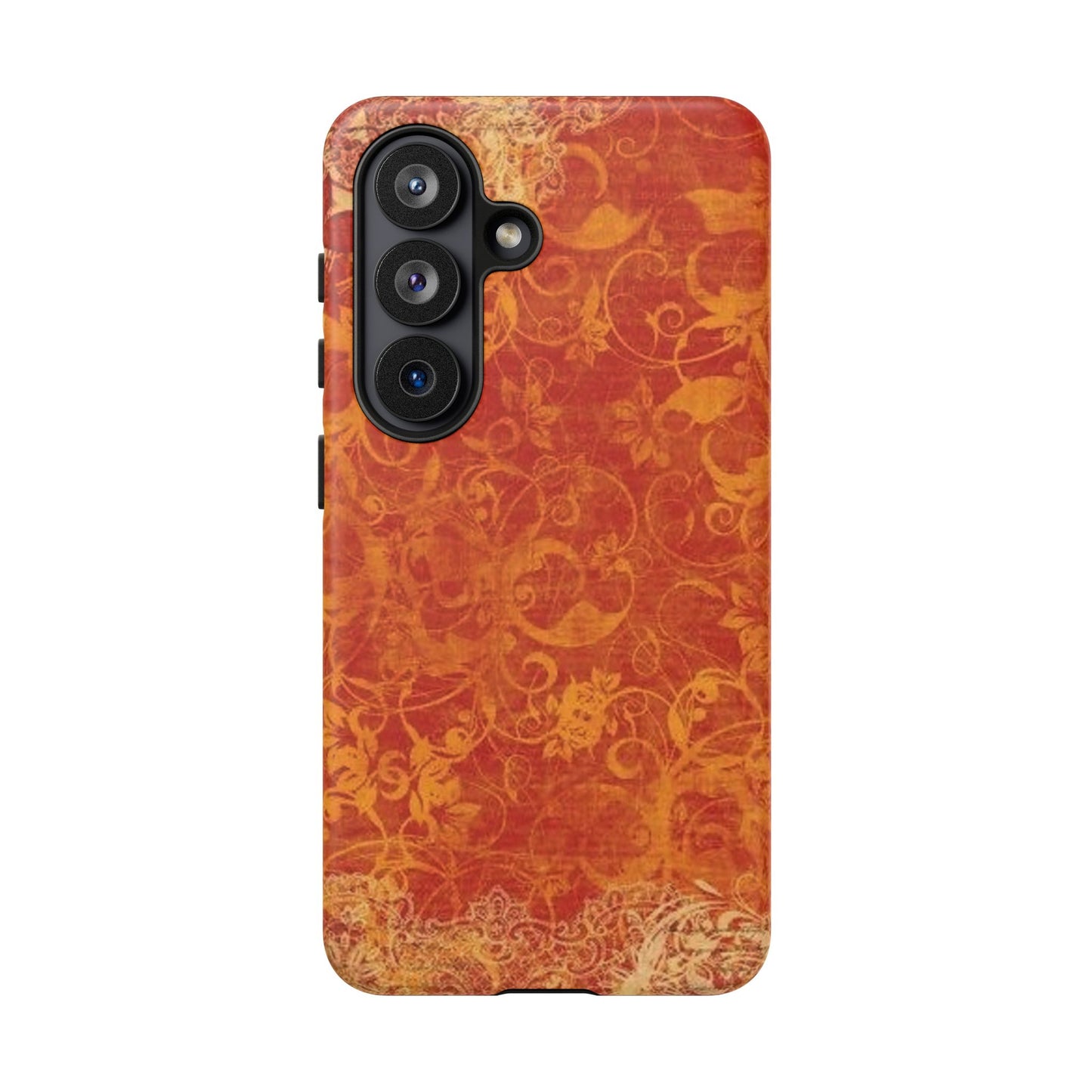 Floral Autumn iPhone Tough Case — Orange Vintage Scroll Design