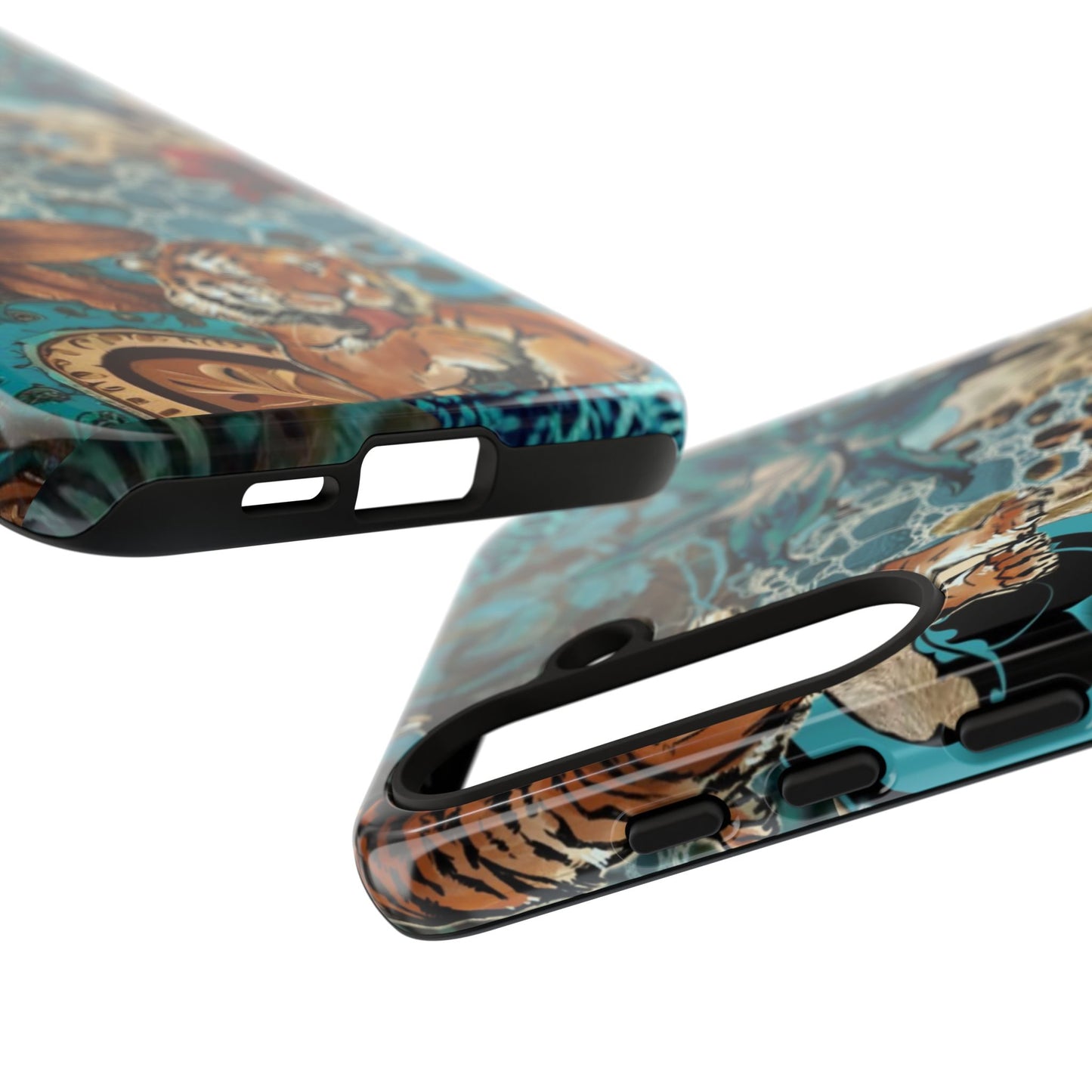 Floral Tiger Phone Case - Teal Safari Protective Cover