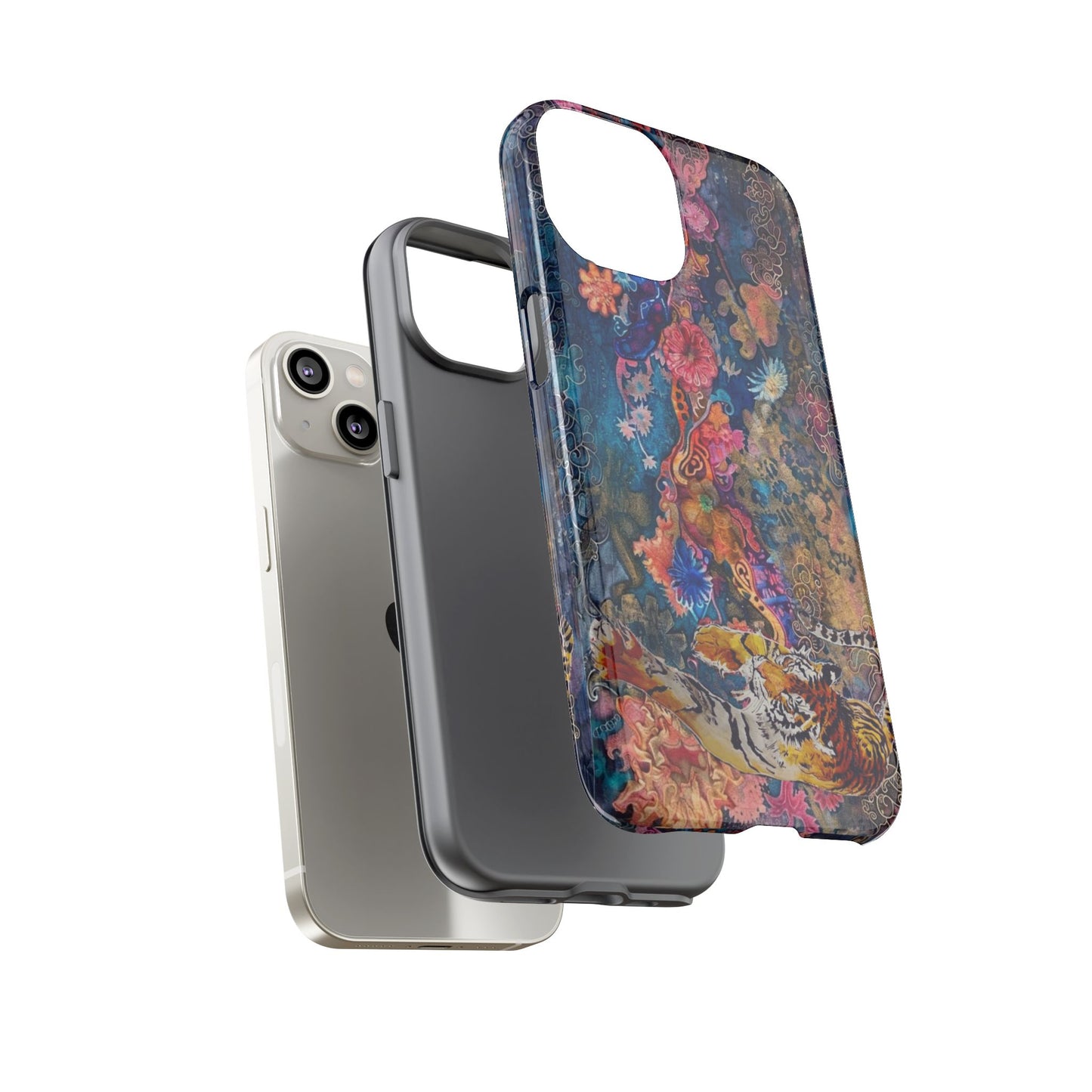 Phone Case - Colorful Floral Tiger Tough Case