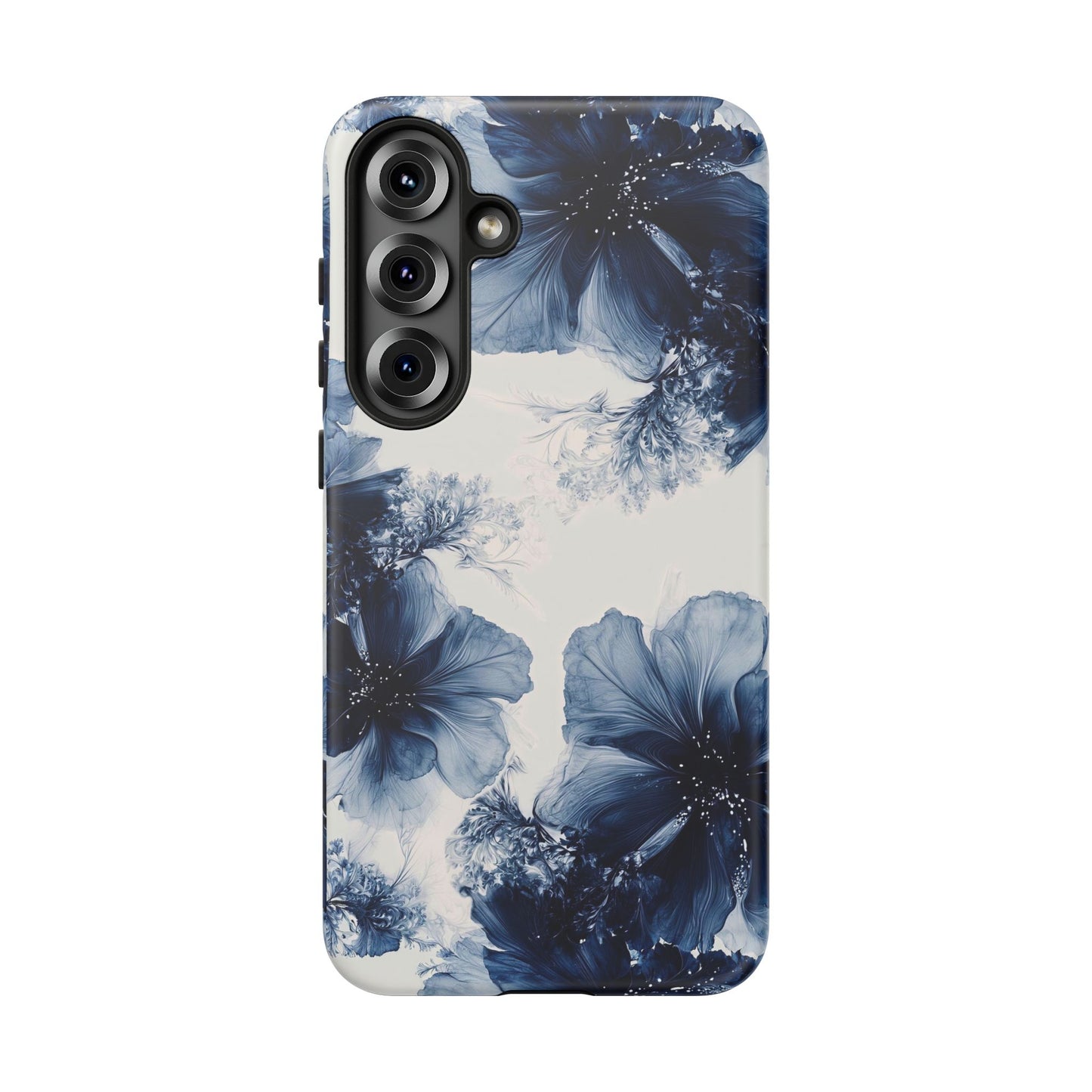 Floral Indigo Tough Phone Case — Blue Botanical Protective Cover