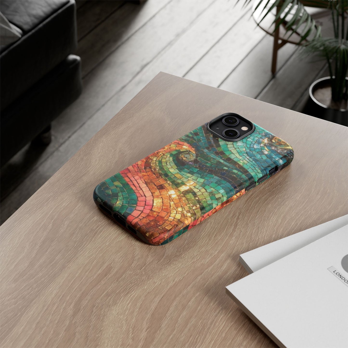 Mosaic Wave Phone Case – Colorful Artistic Tile Design Tough Case