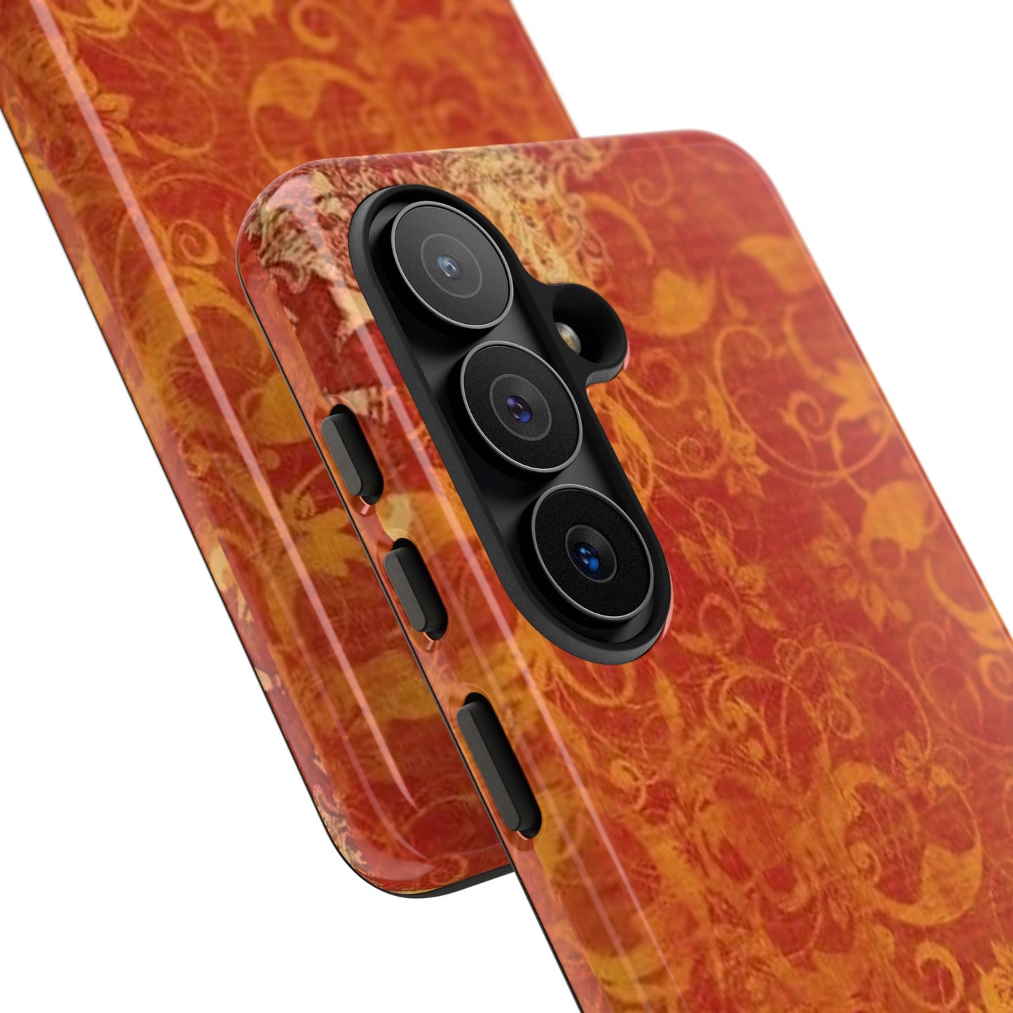 Floral Autumn iPhone Tough Case — Orange Vintage Scroll Design