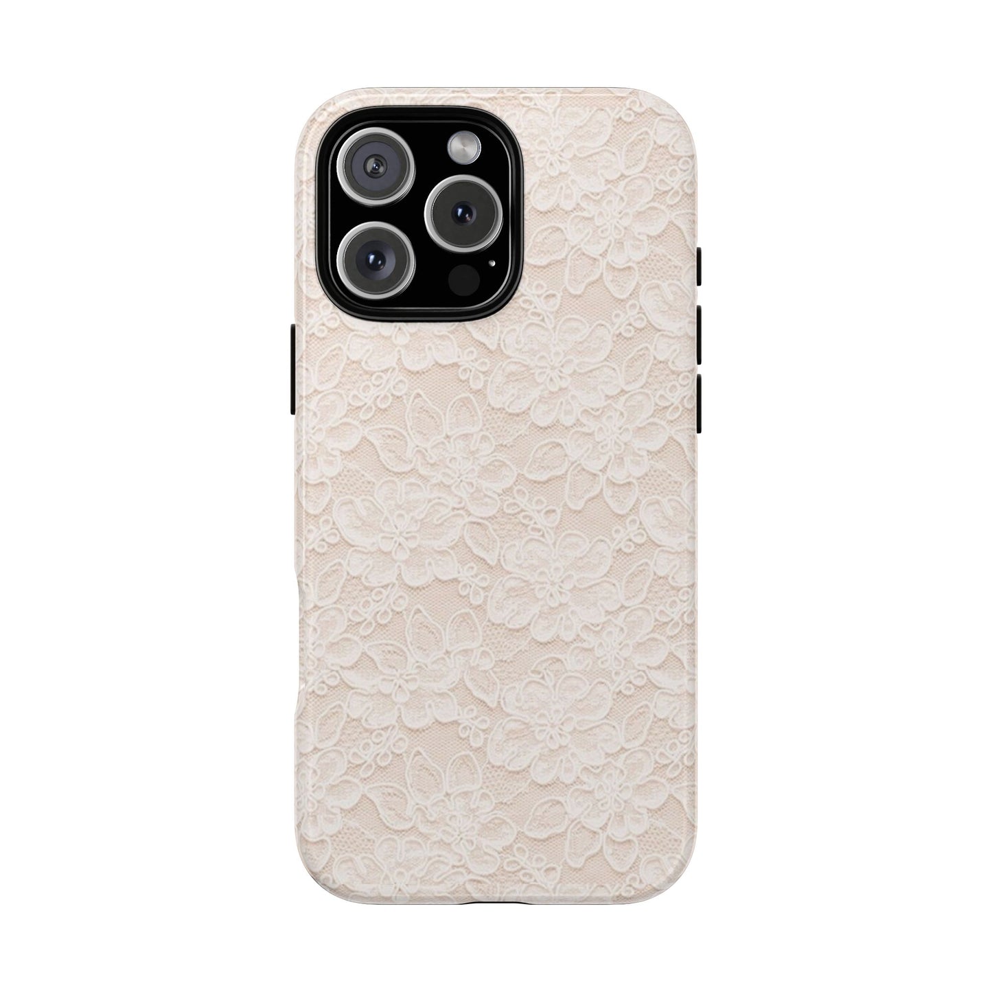 Floral Lace Tough Phone Case – Vintage Ivory Protective Cover