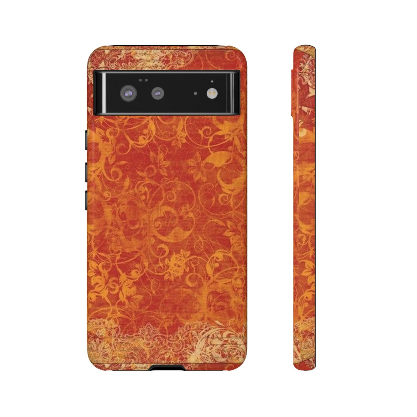 Floral Autumn iPhone Tough Case — Orange Vintage Scroll Design