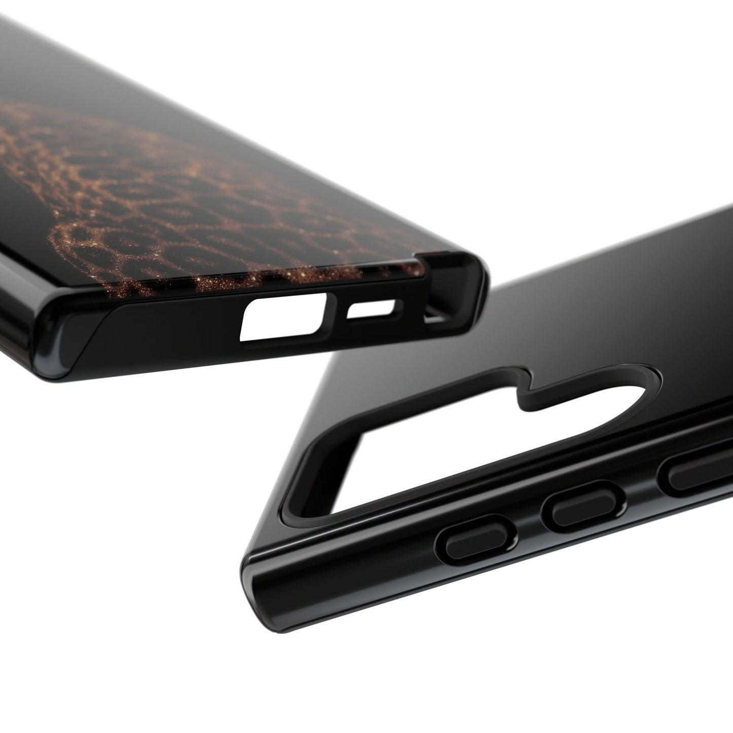 Leopard Print Tough Phone Case - Sleek Black Protective Cover