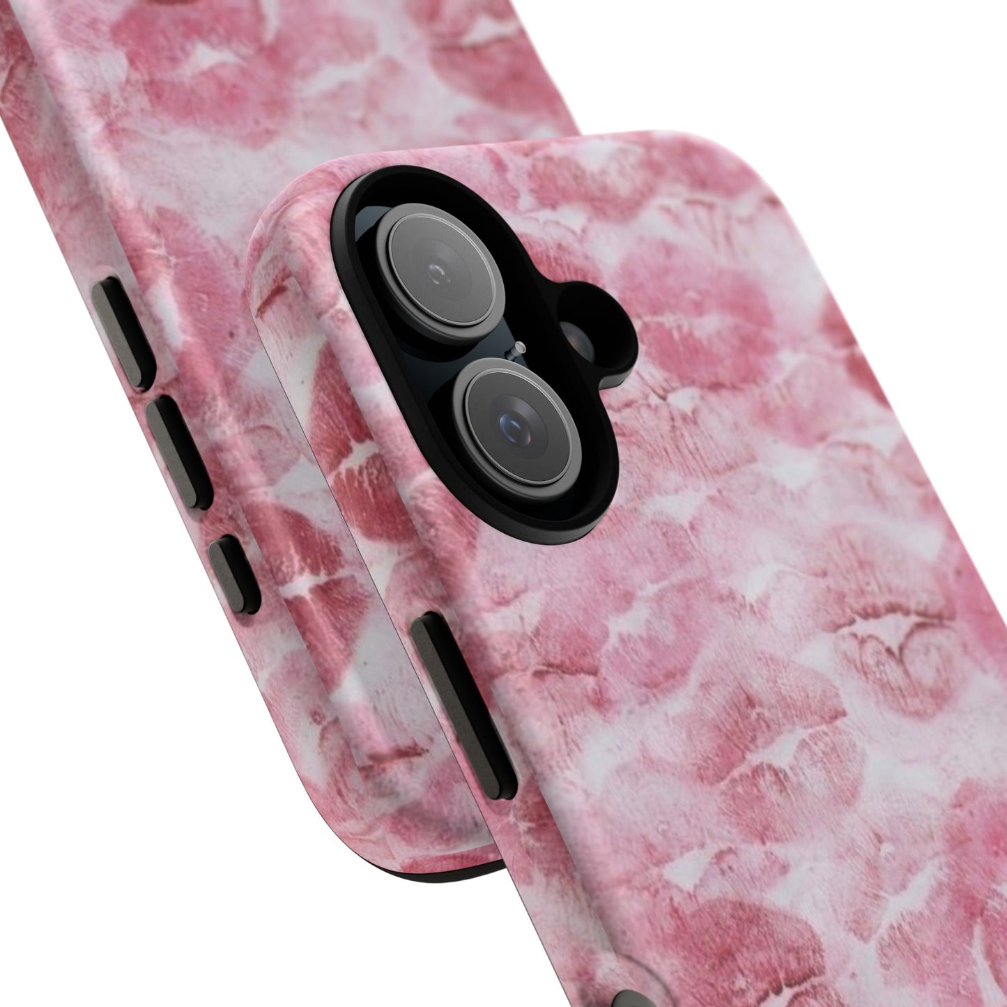 Kiss Print Tough Phone Case — Pink Marble Lip Pattern, Protective iPhone Cover