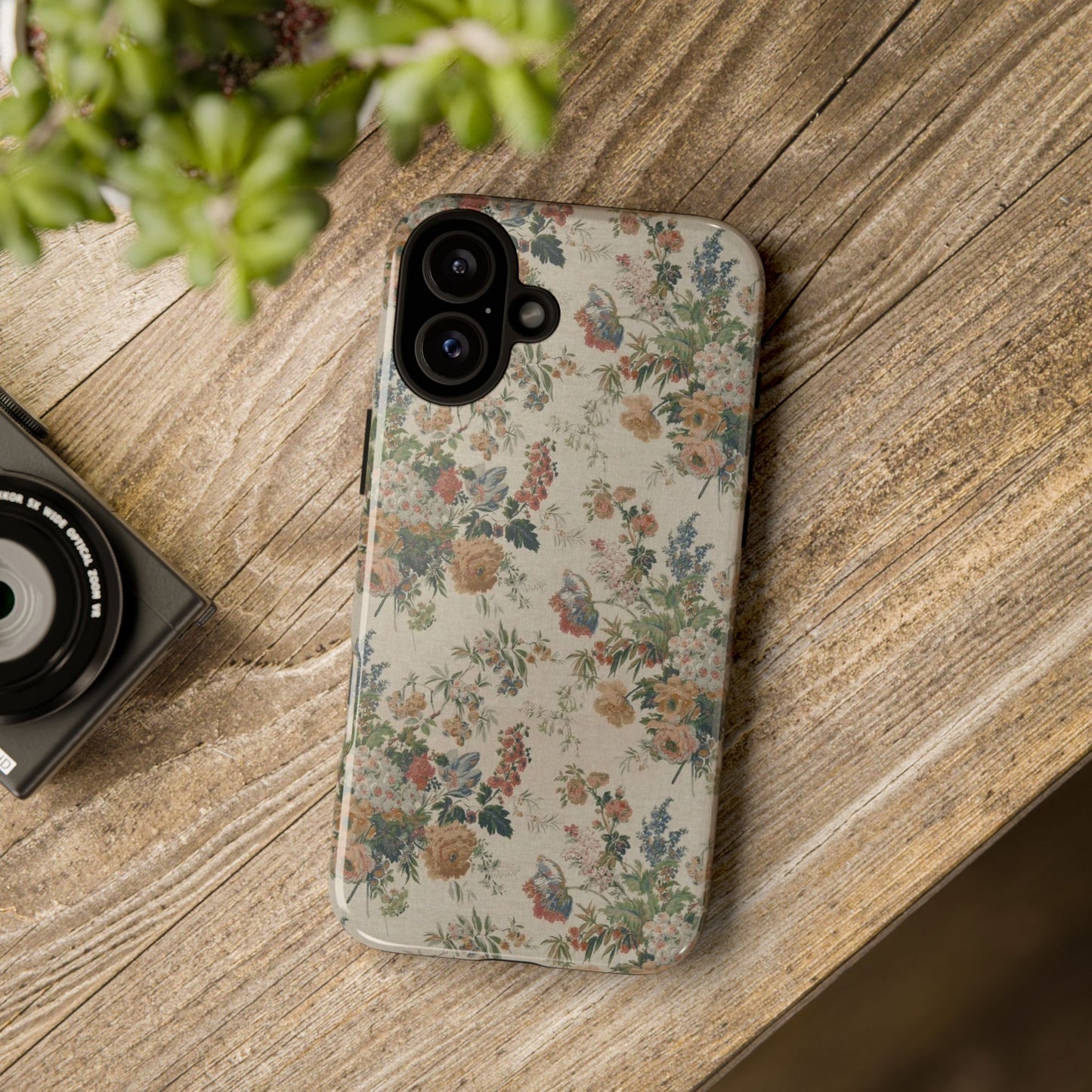 Floral Vintage Tough Phone Case – Antique Rose Pattern