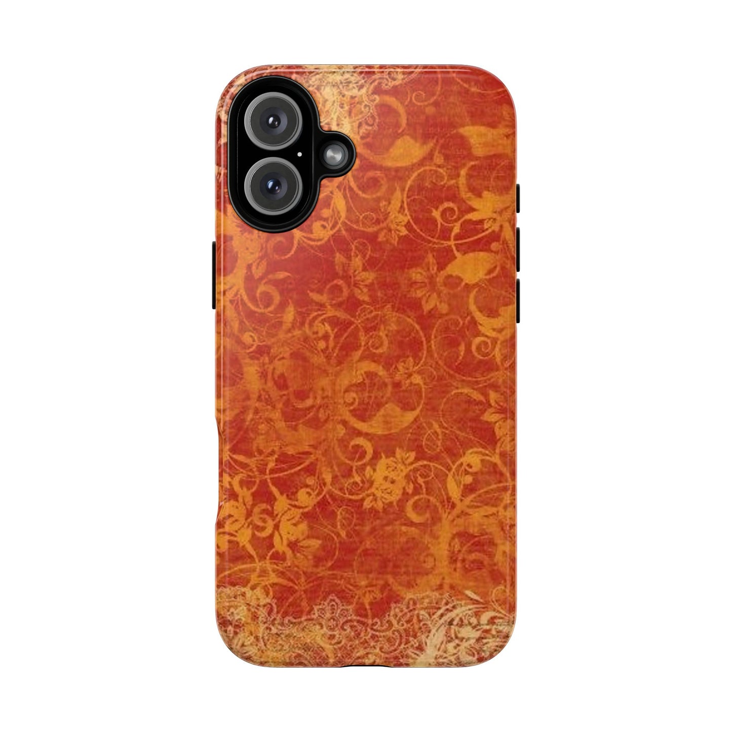 Floral Autumn iPhone Tough Case — Orange Vintage Scroll Design