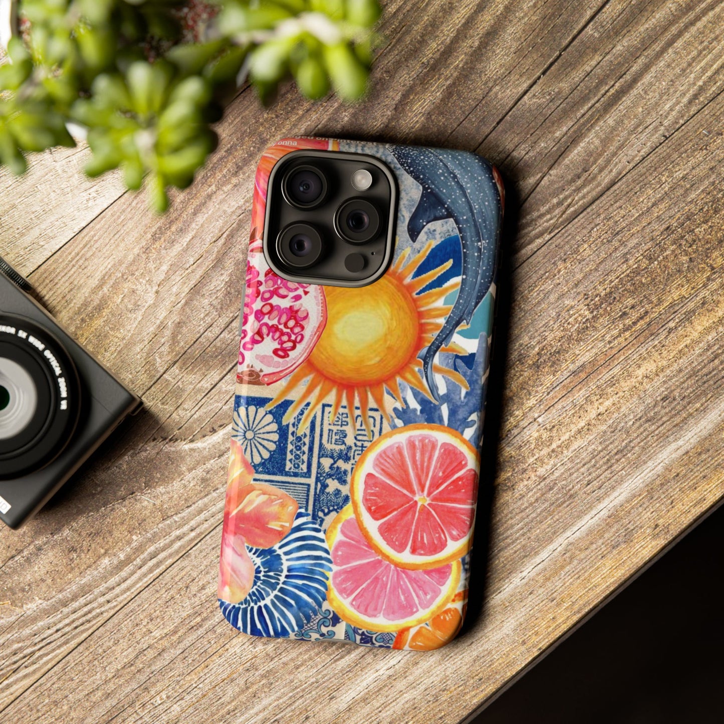 Tough Cases — Tropical Citrus Sun & Dolphin Phone Case