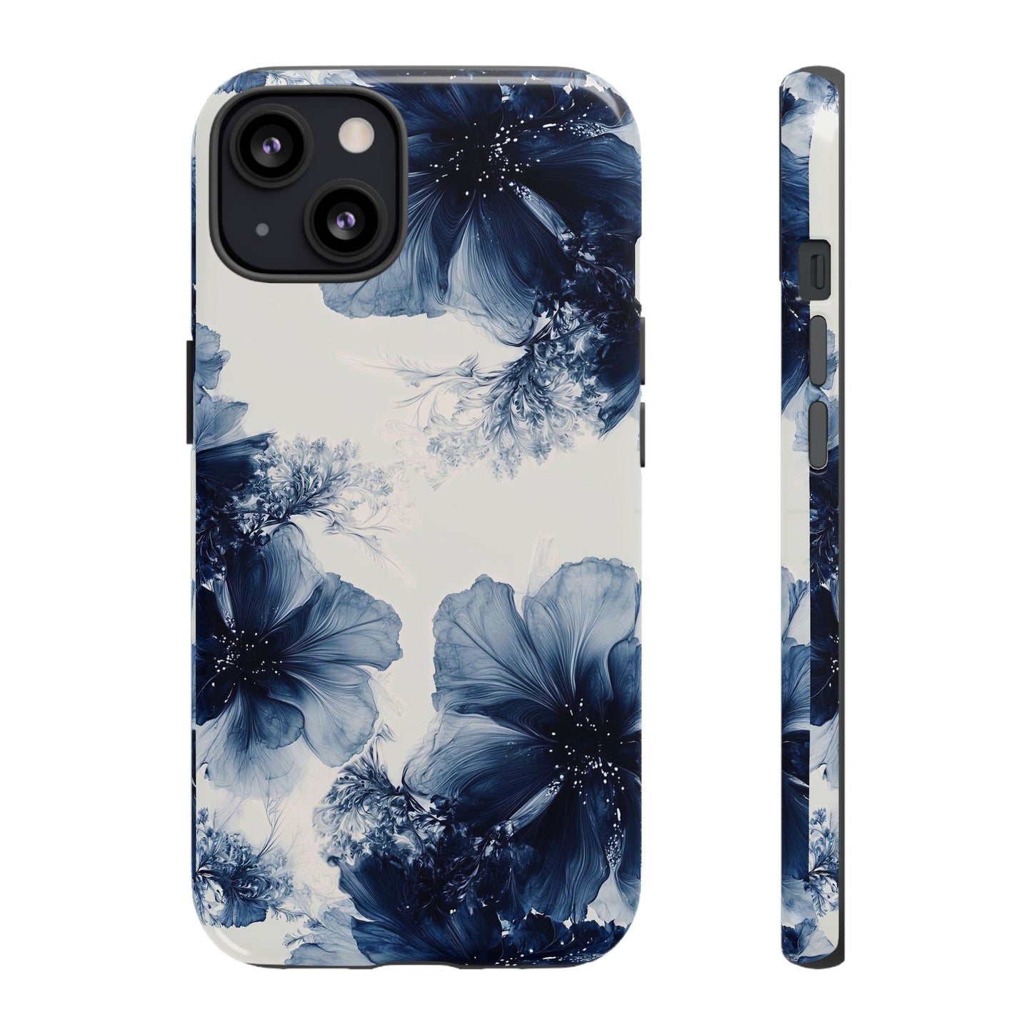 Floral Indigo Tough Phone Case — Blue Botanical Protective Cover