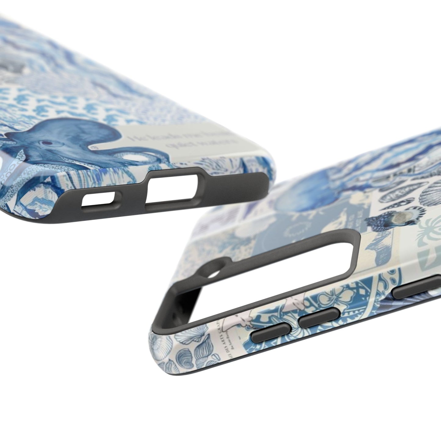Sea Collage Tough Phone Case — Blue Jellyfish & Shells Coastal Design