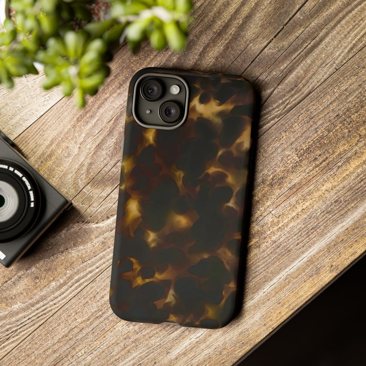 Tortoiseshell Phone Case — Protective Tough Case with Classic Brown Pattern