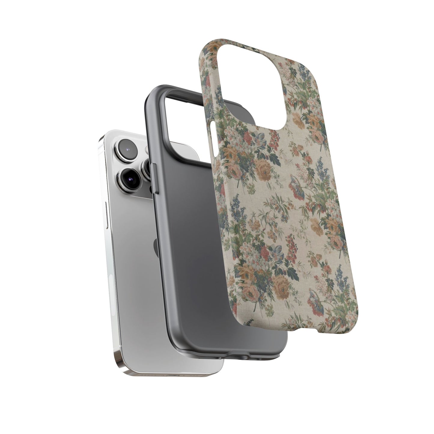 Floral Vintage Tough Phone Case – Antique Rose Pattern