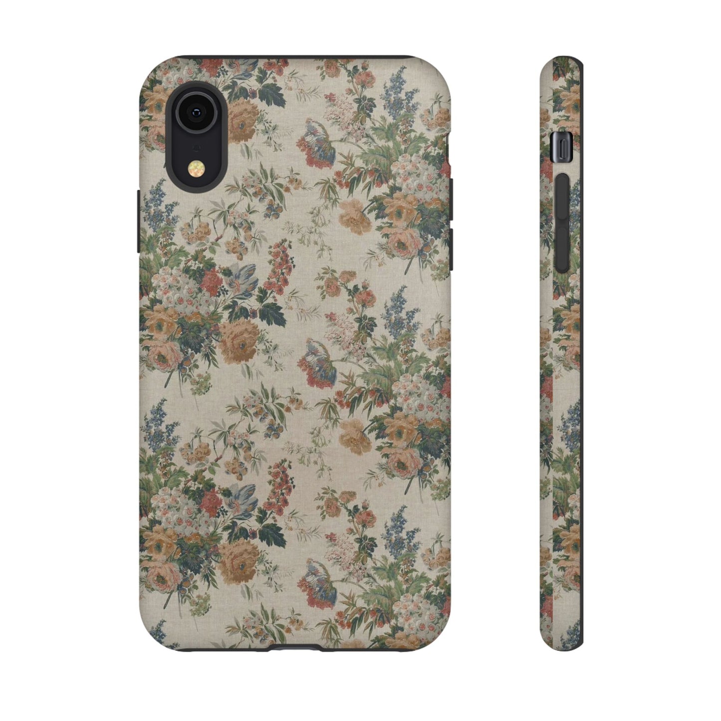 Floral Vintage Tough Phone Case – Antique Rose Pattern