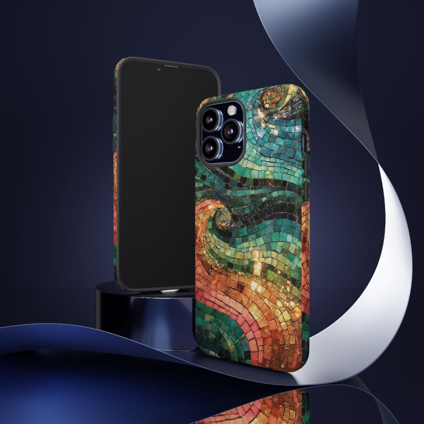 Mosaic Wave Phone Case – Colorful Artistic Tile Design Tough Case