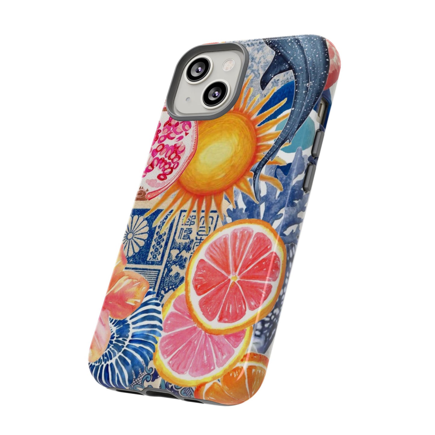 Tough Cases — Tropical Citrus Sun & Dolphin Phone Case
