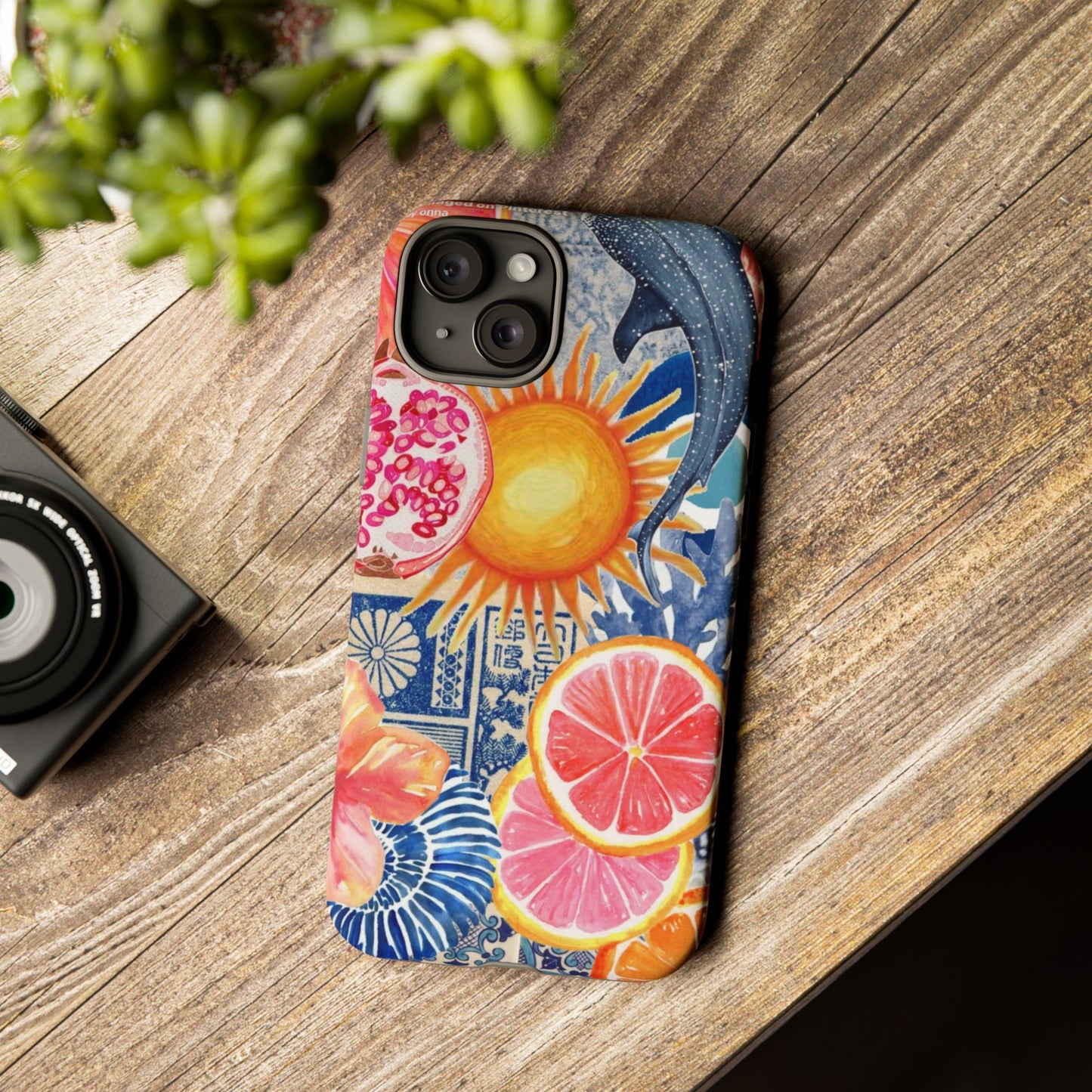 Tough Cases — Tropical Citrus Sun & Dolphin Phone Case