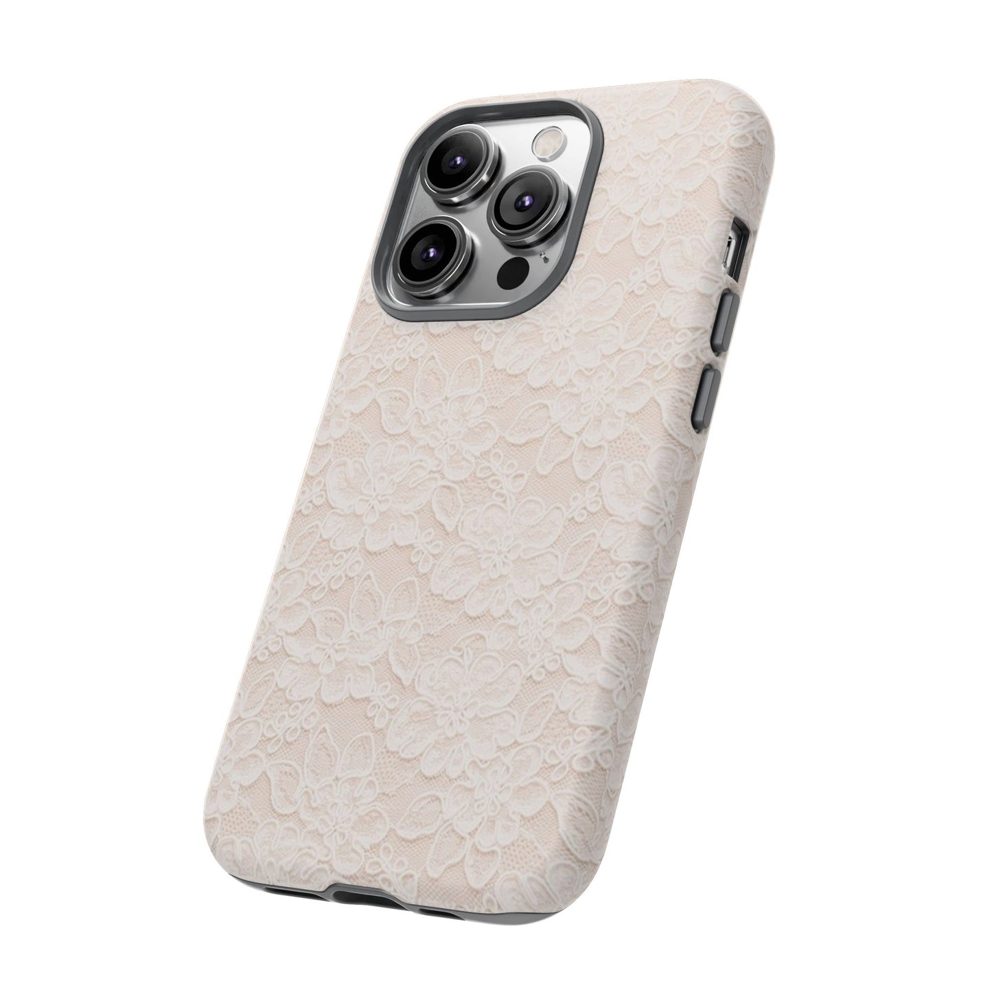 Floral Lace Tough Phone Case – Vintage Ivory Protective Cover