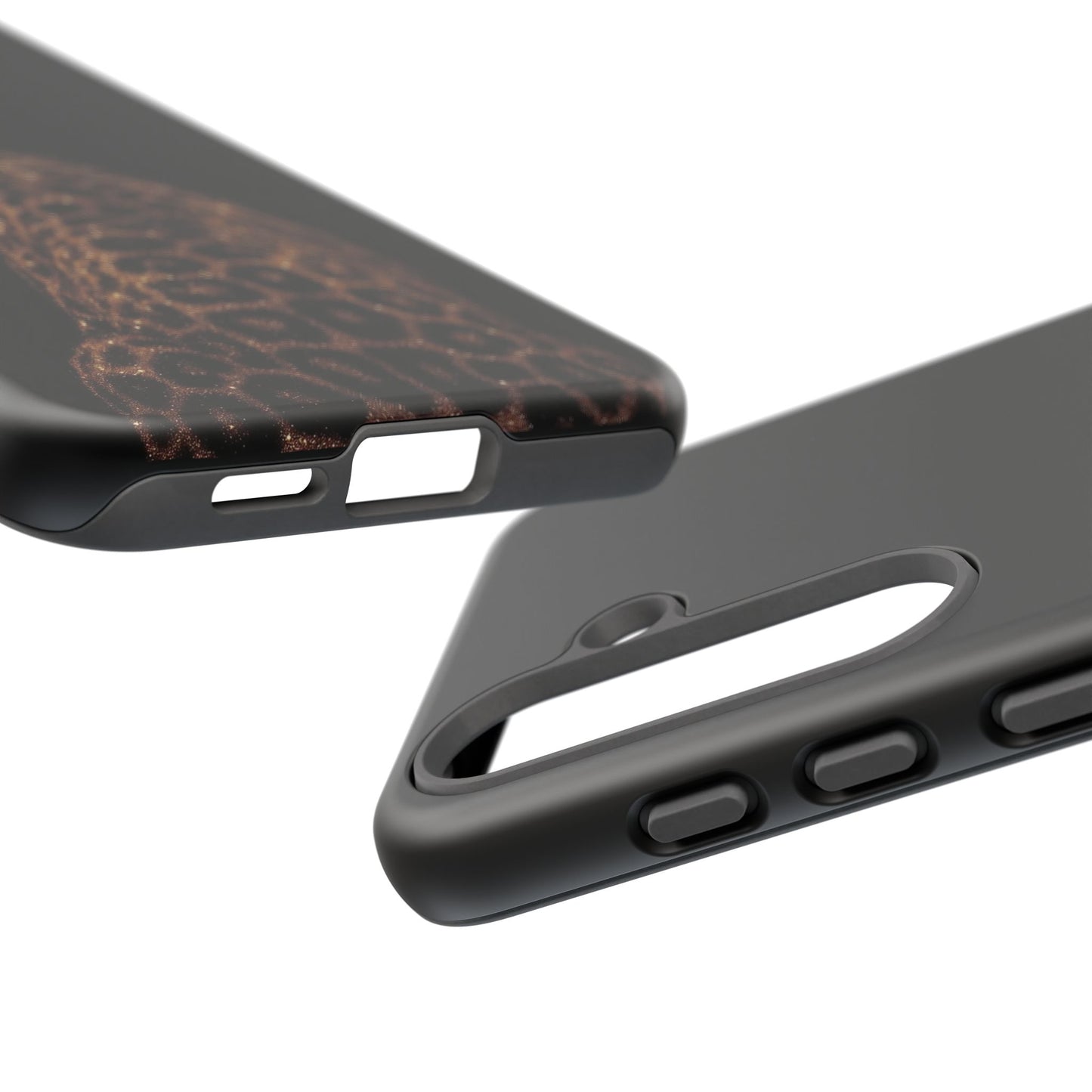 Leopard Print Tough Phone Case - Sleek Black Protective Cover