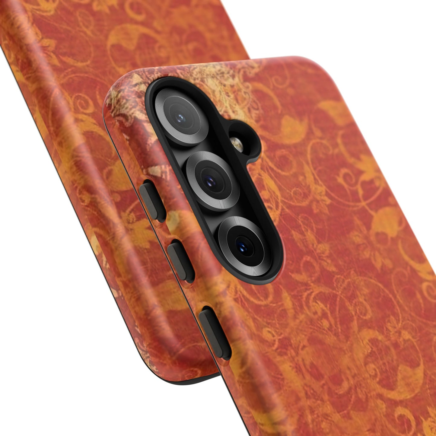 Floral Autumn iPhone Tough Case — Orange Vintage Scroll Design