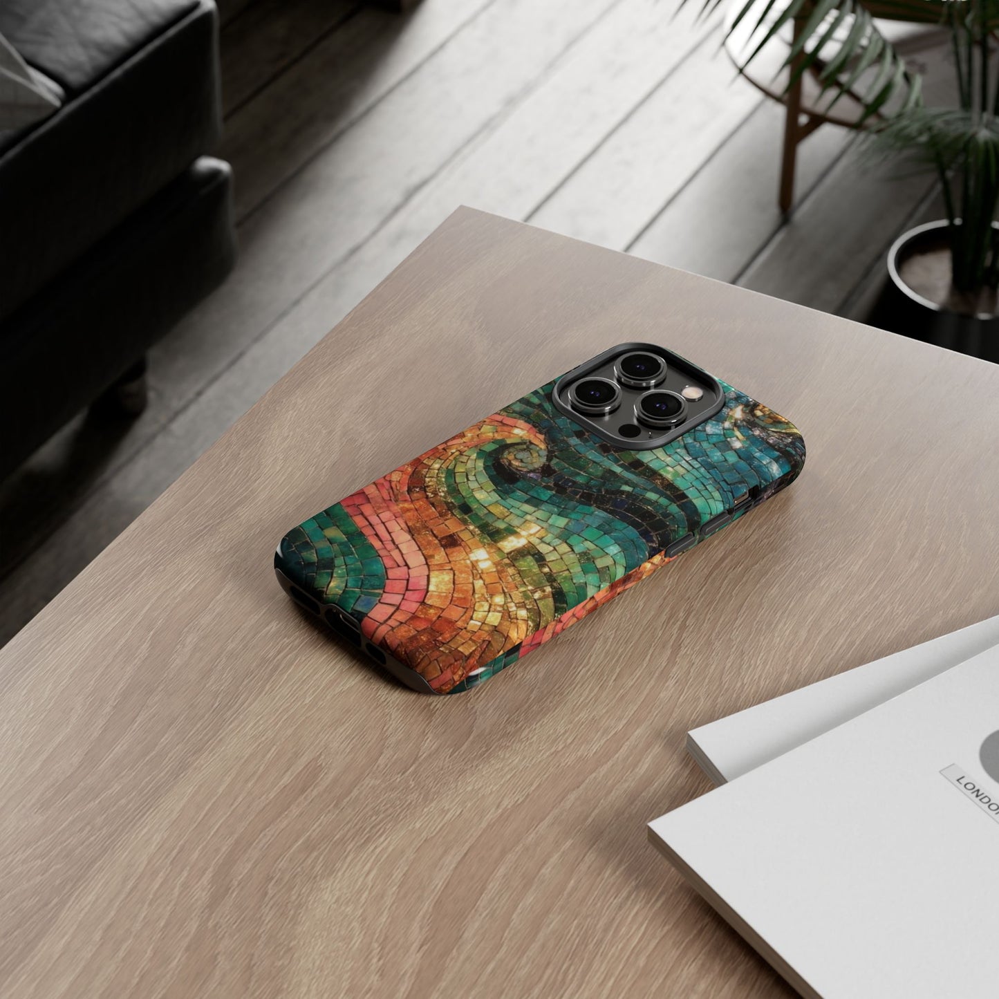 Mosaic Wave Phone Case – Colorful Artistic Tile Design Tough Case