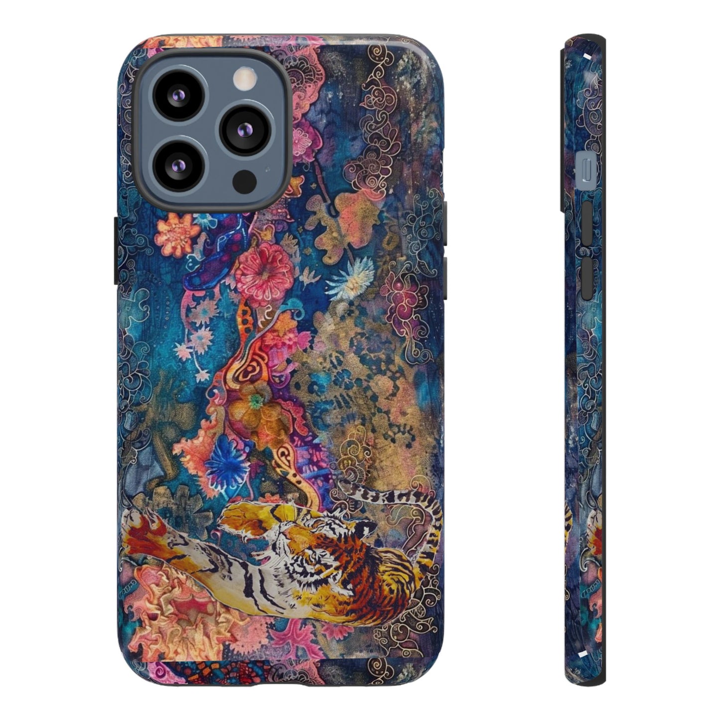 Phone Case - Colorful Floral Tiger Tough Case