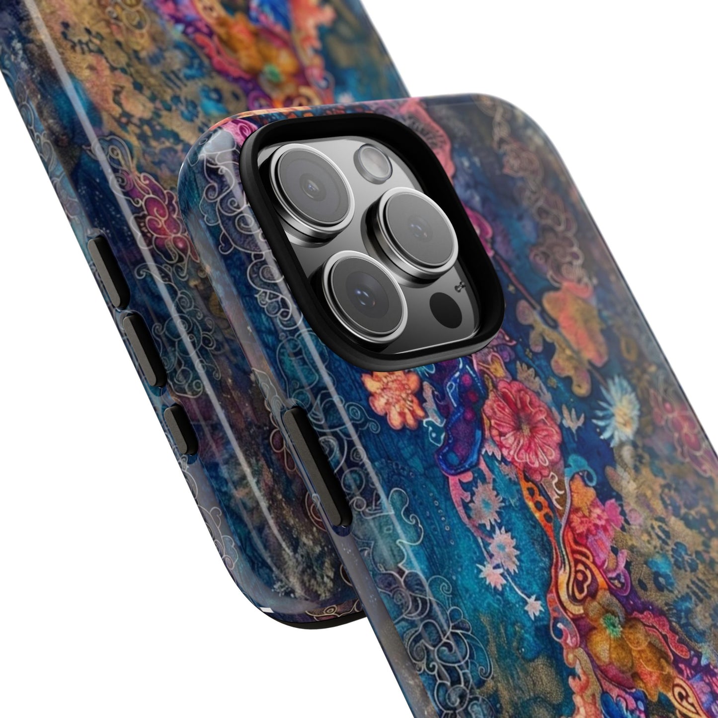 Phone Case - Colorful Floral Tiger Tough Case