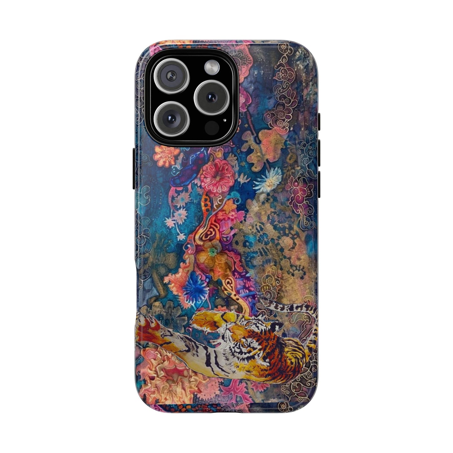 Phone Case - Colorful Floral Tiger Tough Case