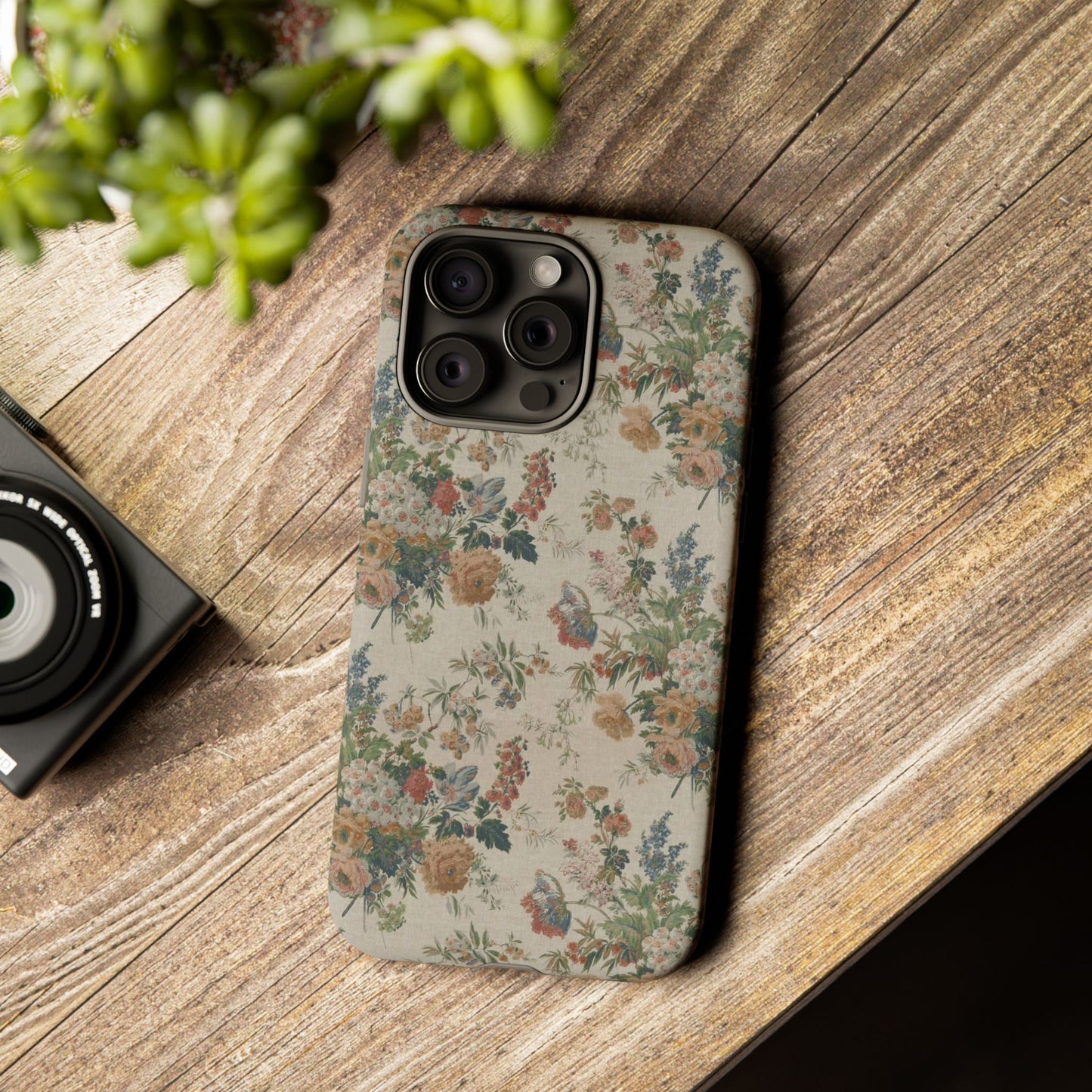 Floral Vintage Tough Phone Case – Antique Rose Pattern