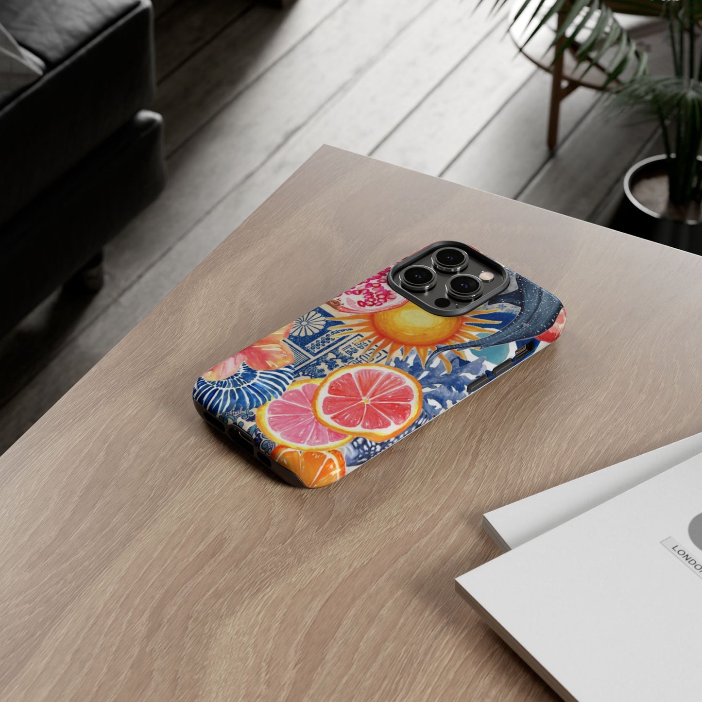 Tough Cases — Tropical Citrus Sun & Dolphin Phone Case