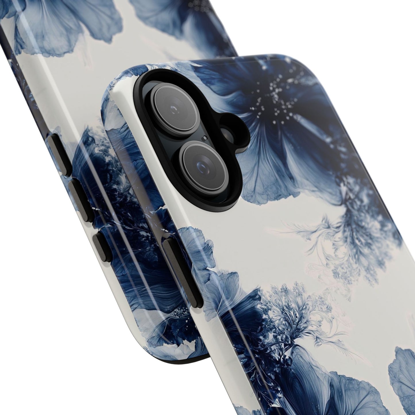 Floral Indigo Tough Phone Case — Blue Botanical Protective Cover