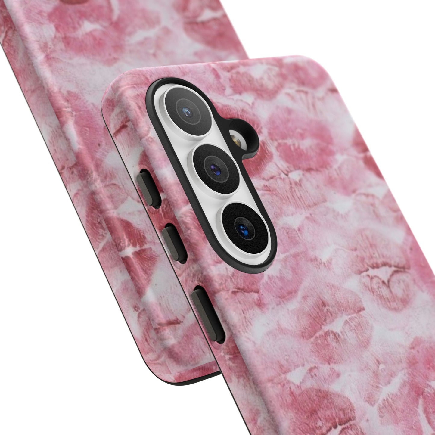 Kiss Print Tough Phone Case — Pink Marble Lip Pattern, Protective iPhone Cover
