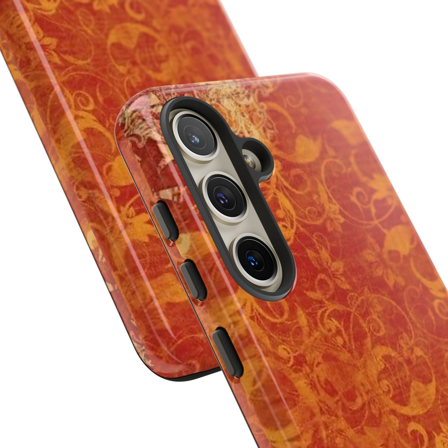 Floral Autumn iPhone Tough Case — Orange Vintage Scroll Design