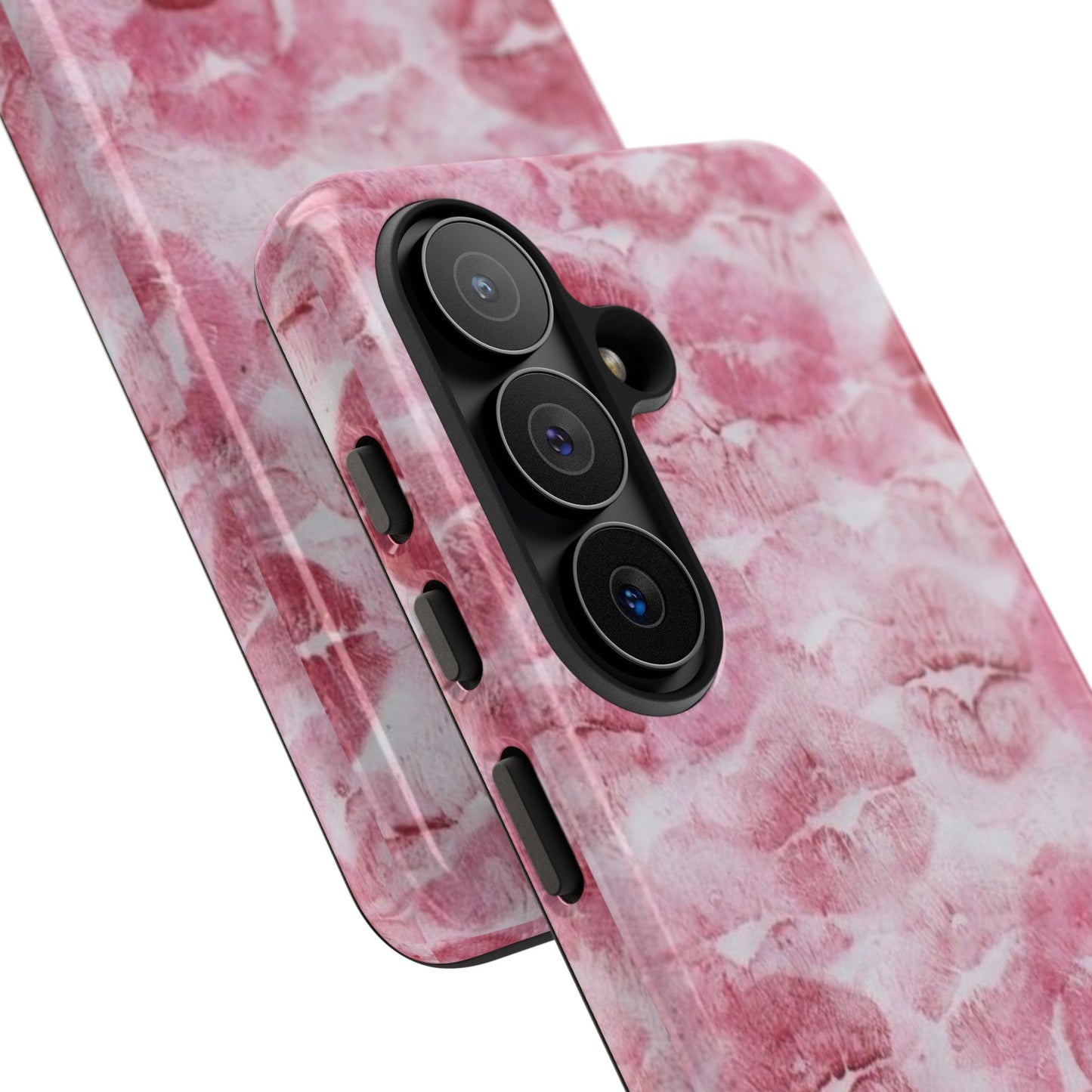 Kiss Print Tough Phone Case — Pink Marble Lip Pattern, Protective iPhone Cover