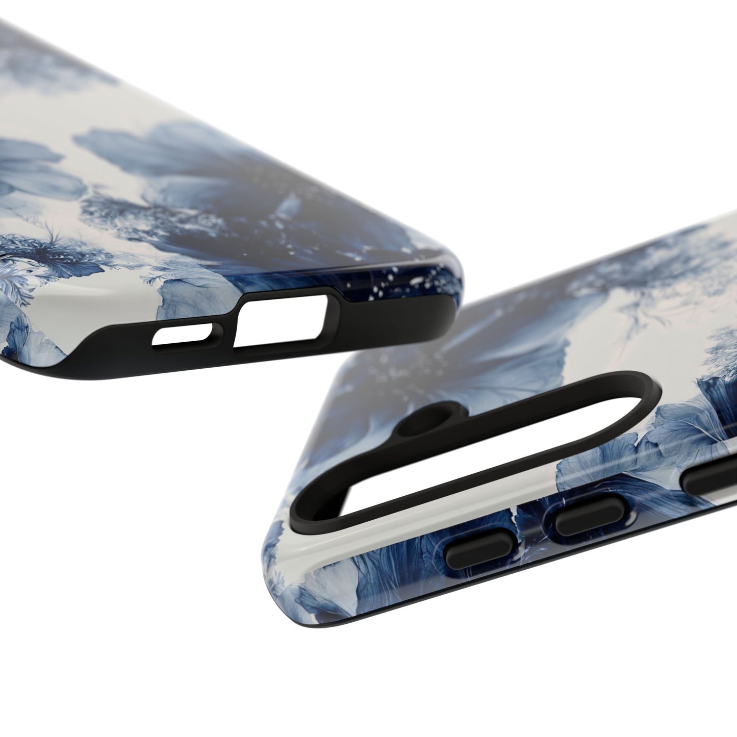 Floral Indigo Tough Phone Case — Blue Botanical Protective Cover