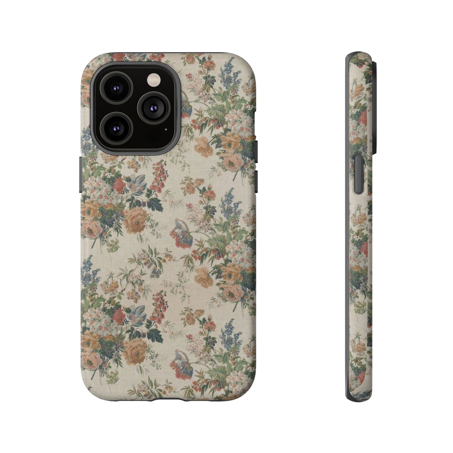 Floral Vintage Tough Phone Case – Antique Rose Pattern
