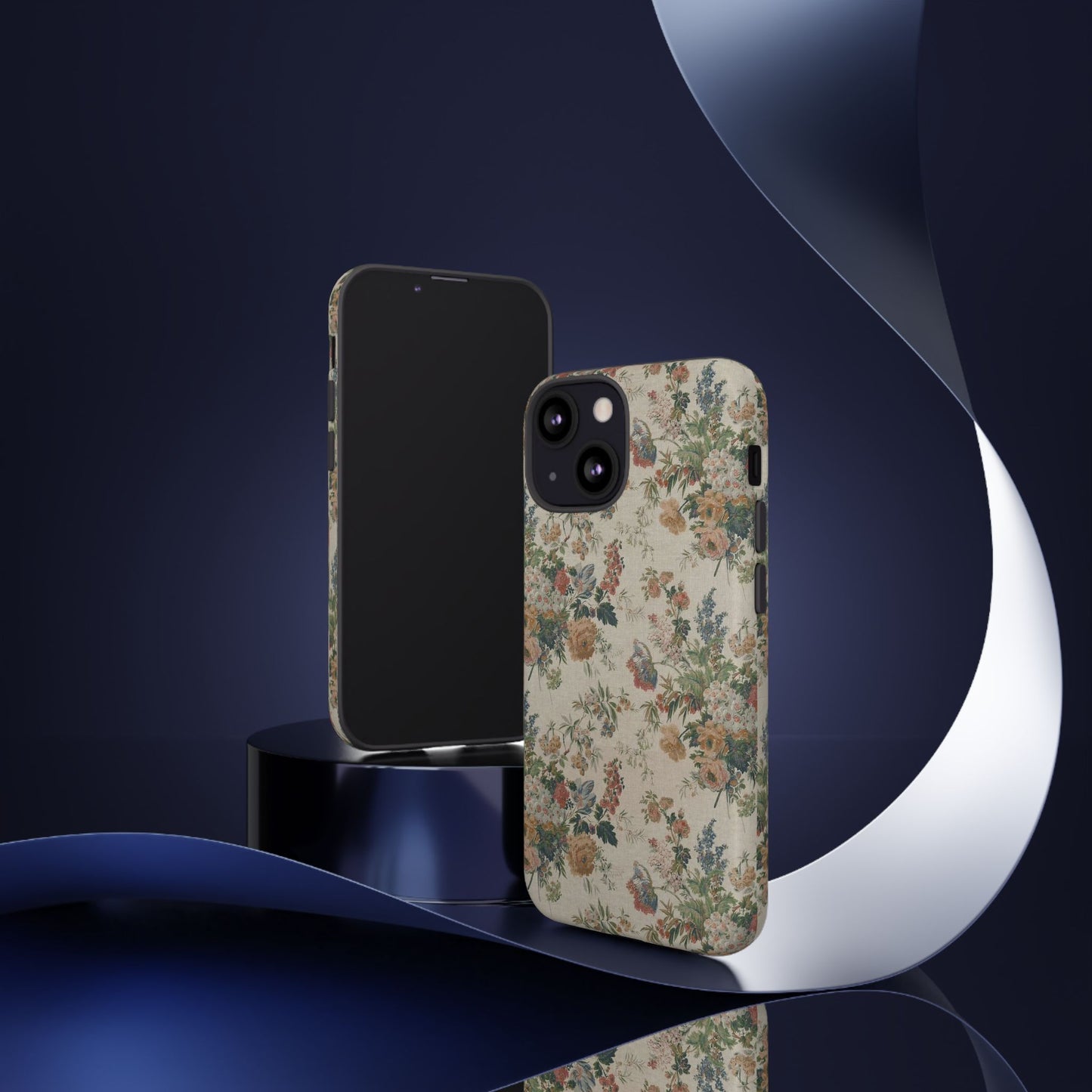 Floral Vintage Tough Phone Case – Antique Rose Pattern