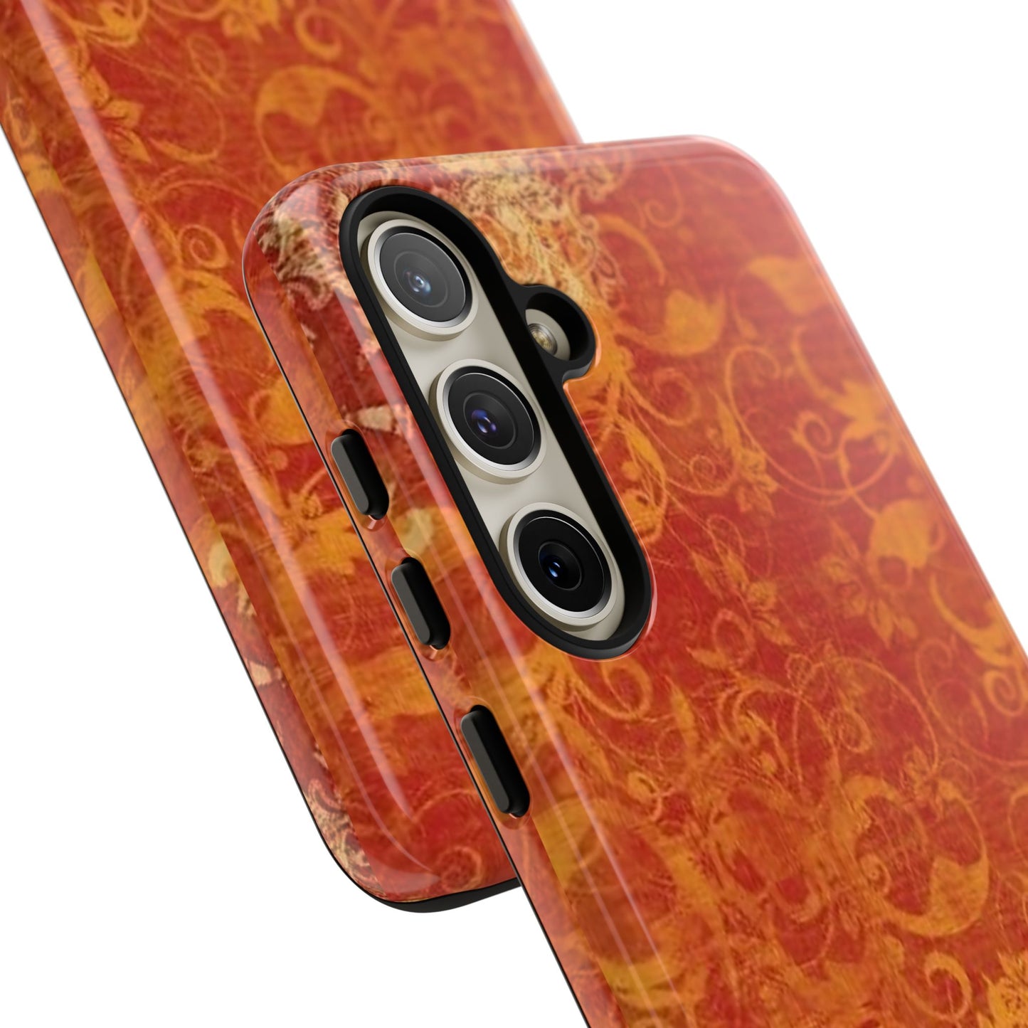Floral Autumn iPhone Tough Case — Orange Vintage Scroll Design