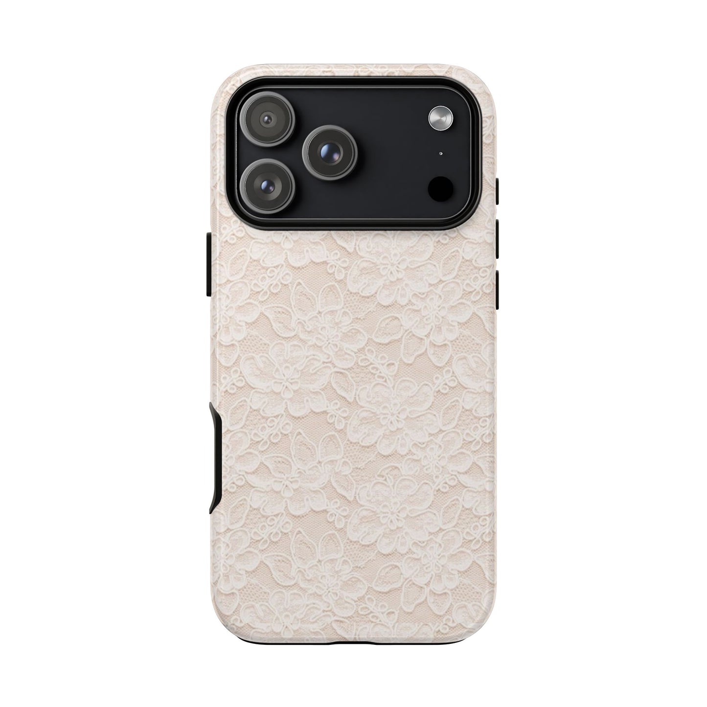 Floral Lace Tough Phone Case – Vintage Ivory Protective Cover