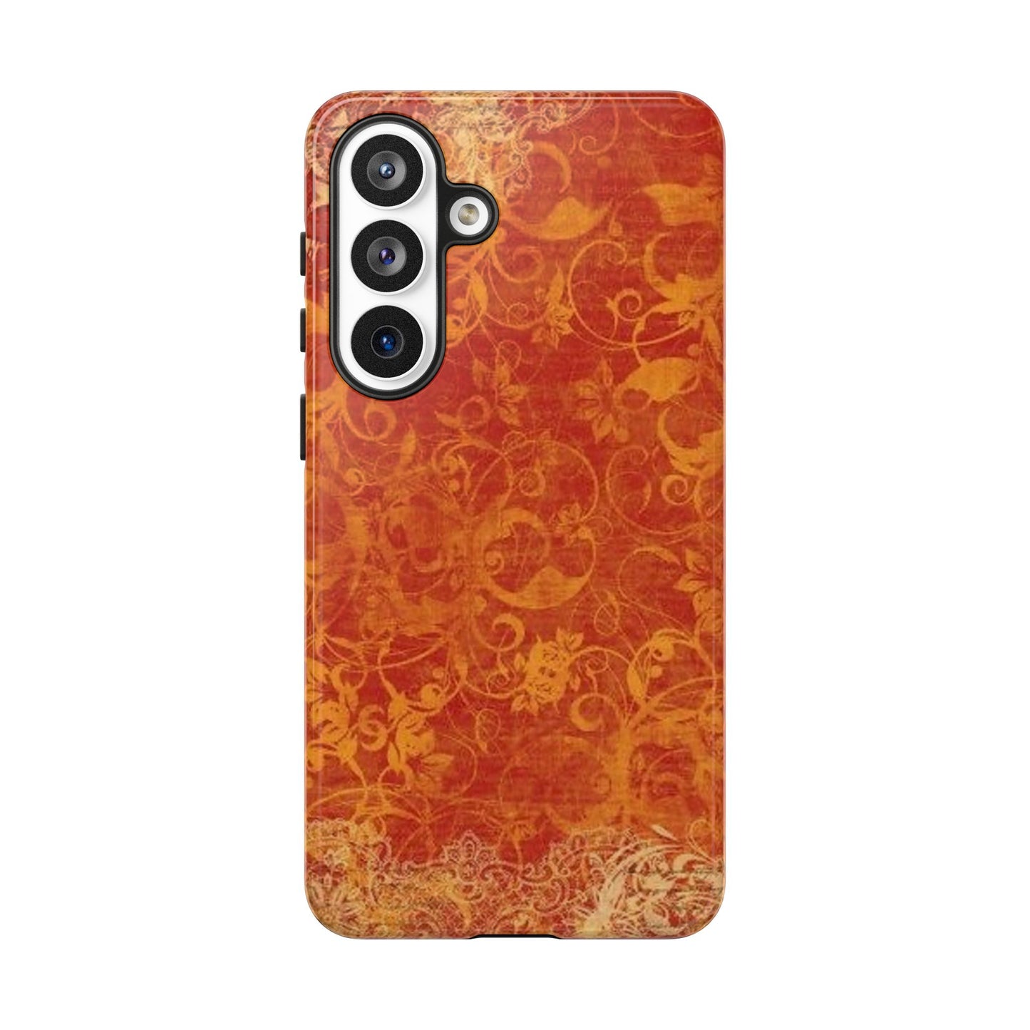 Floral Autumn iPhone Tough Case — Orange Vintage Scroll Design