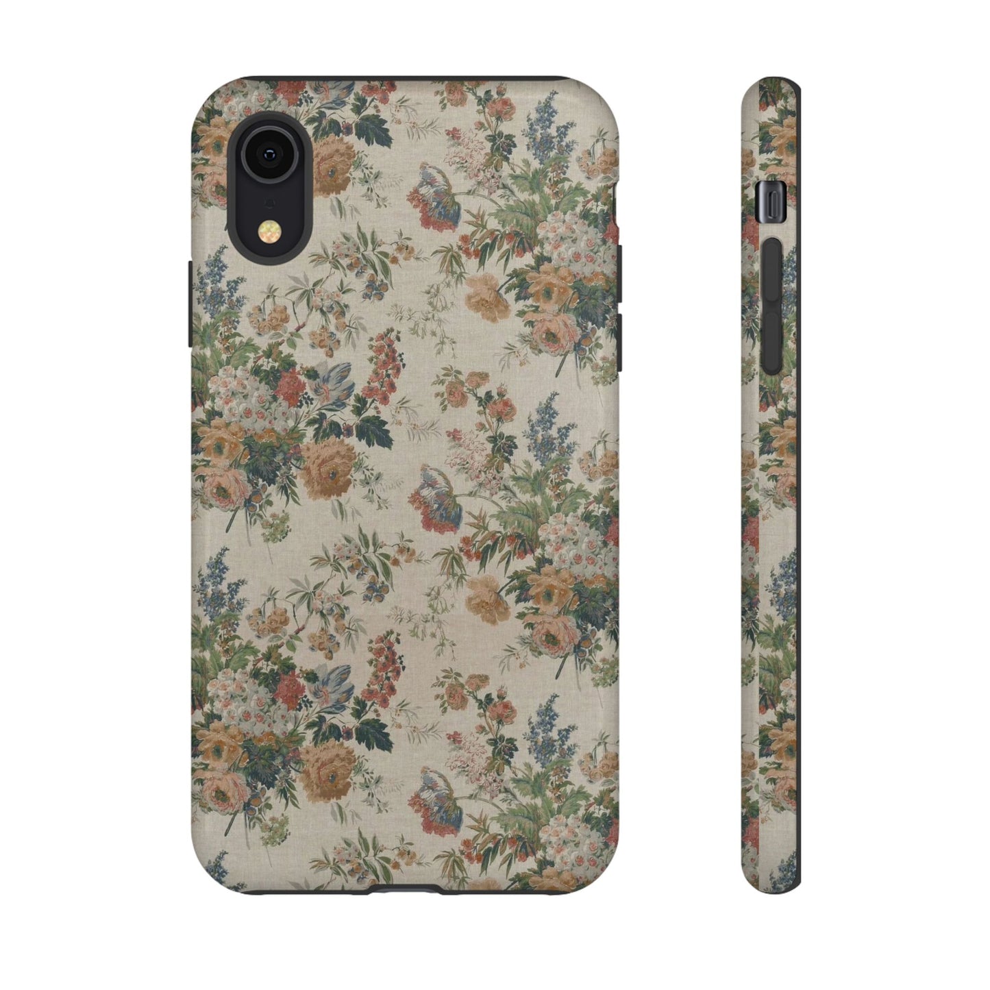 Floral Vintage Tough Phone Case – Antique Rose Pattern