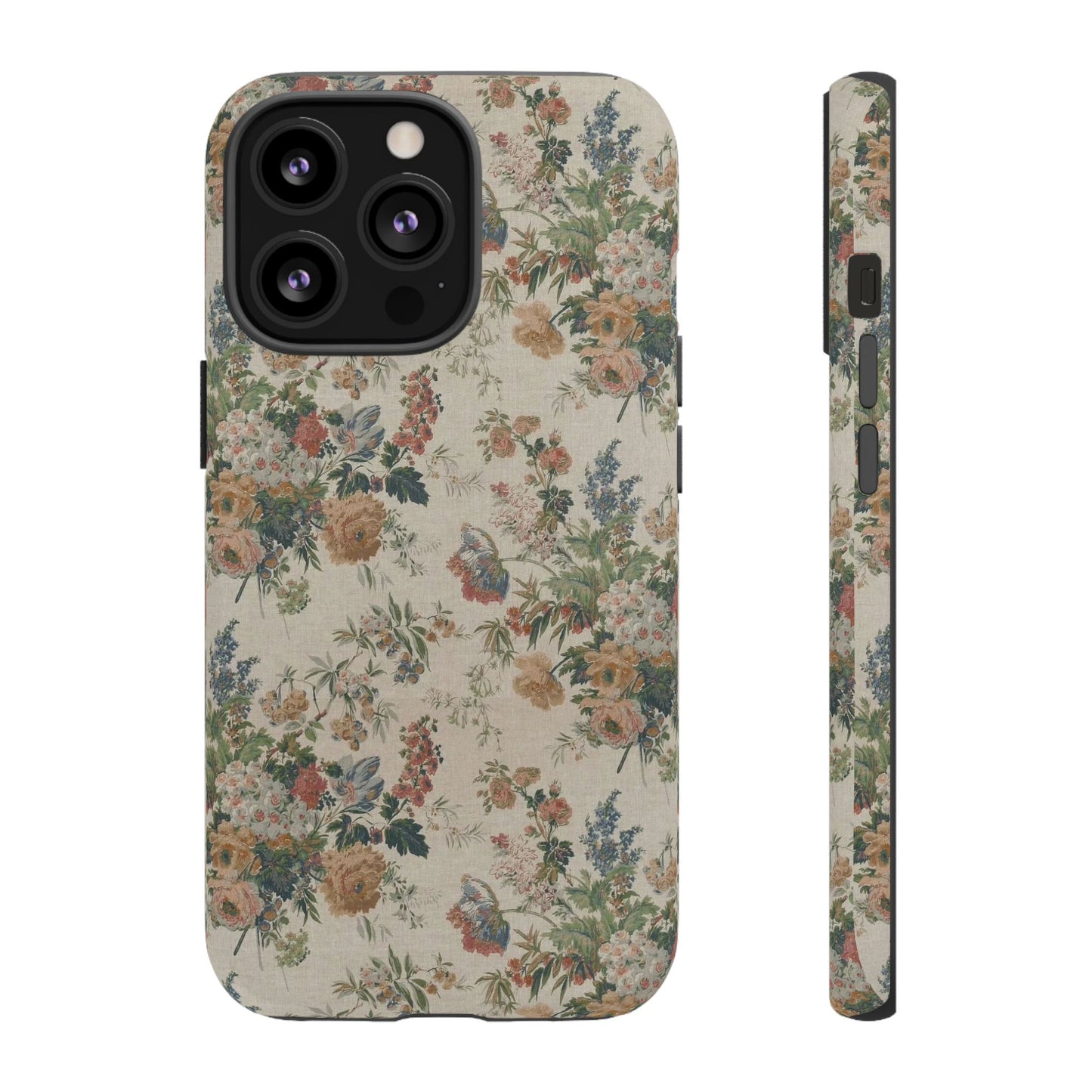 Floral Vintage Tough Phone Case – Antique Rose Pattern