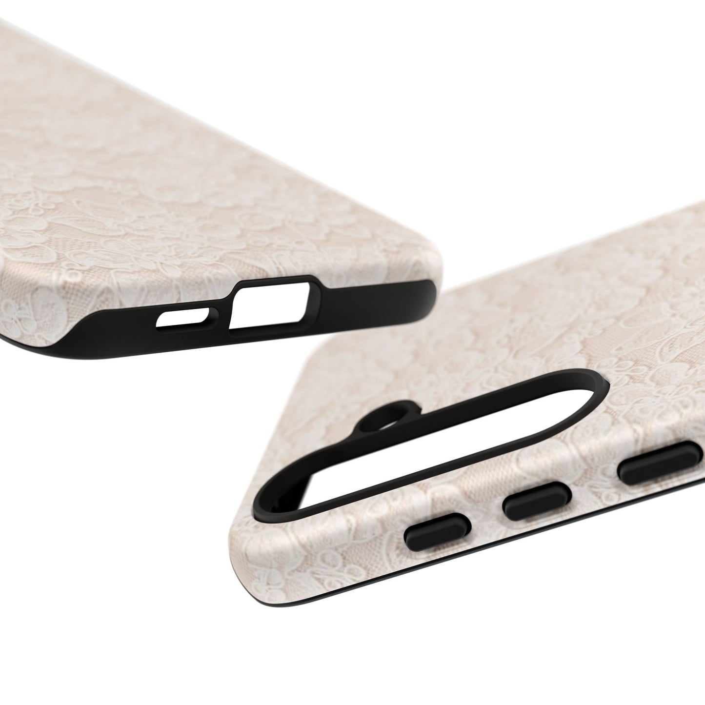 Floral Lace Tough Phone Case – Vintage Ivory Protective Cover