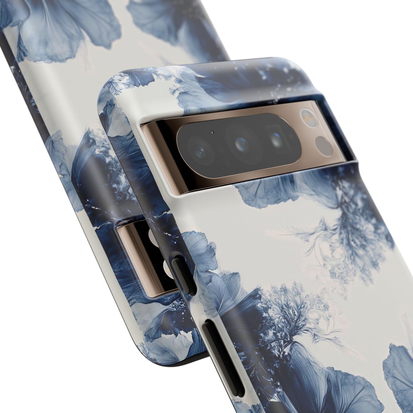 Floral Indigo Tough Phone Case — Blue Botanical Protective Cover