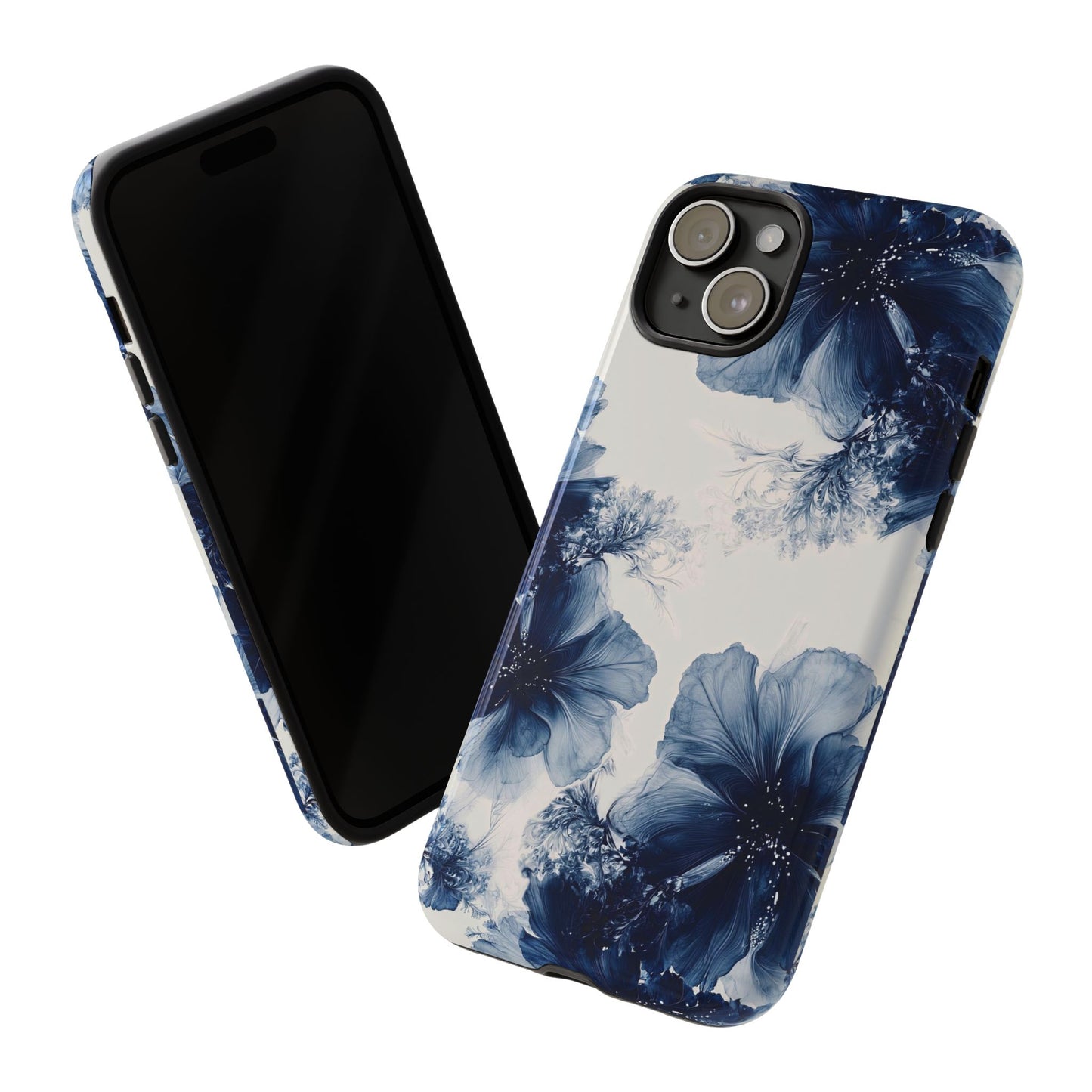 Floral Indigo Tough Phone Case — Blue Botanical Protective Cover