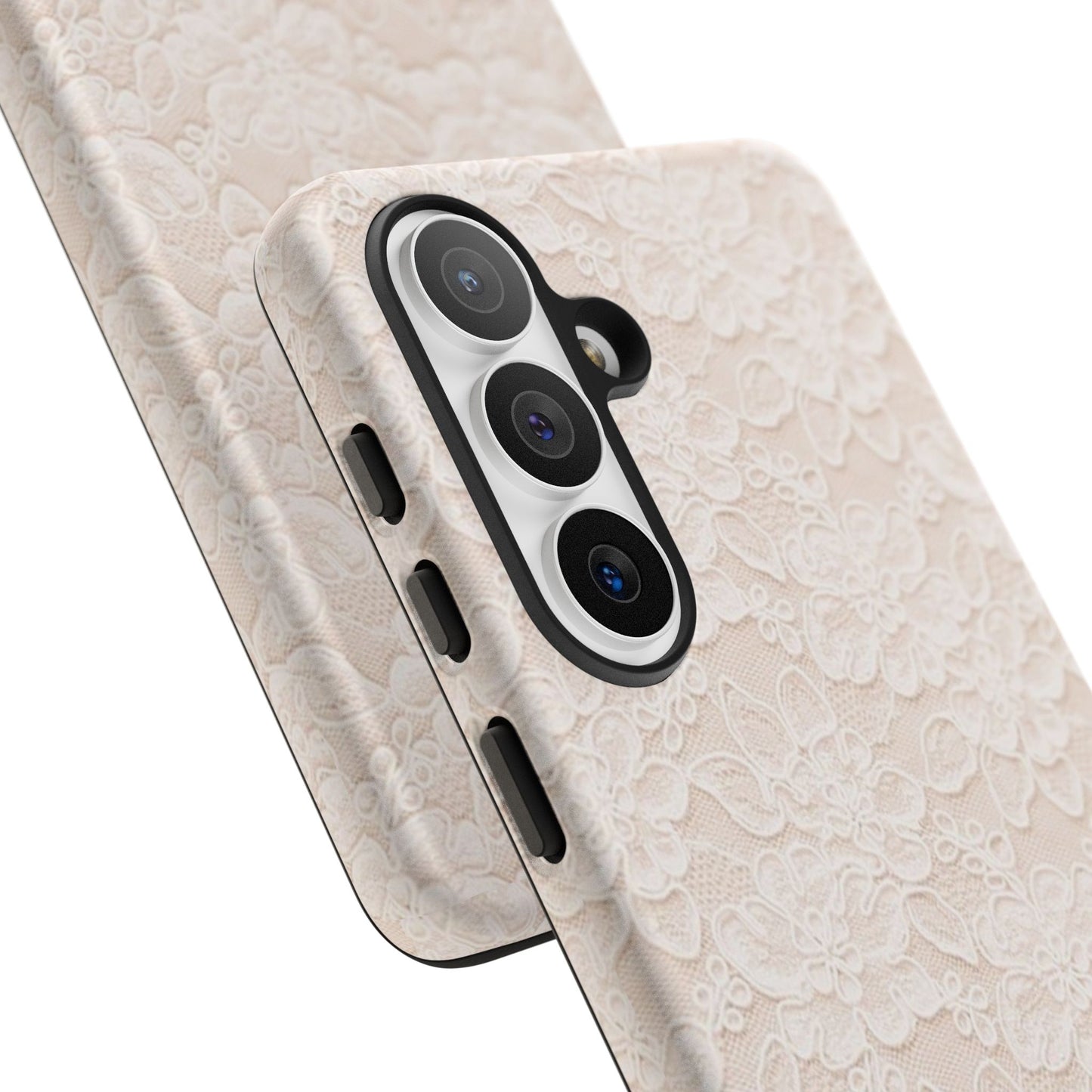 Floral Lace Tough Phone Case – Vintage Ivory Protective Cover