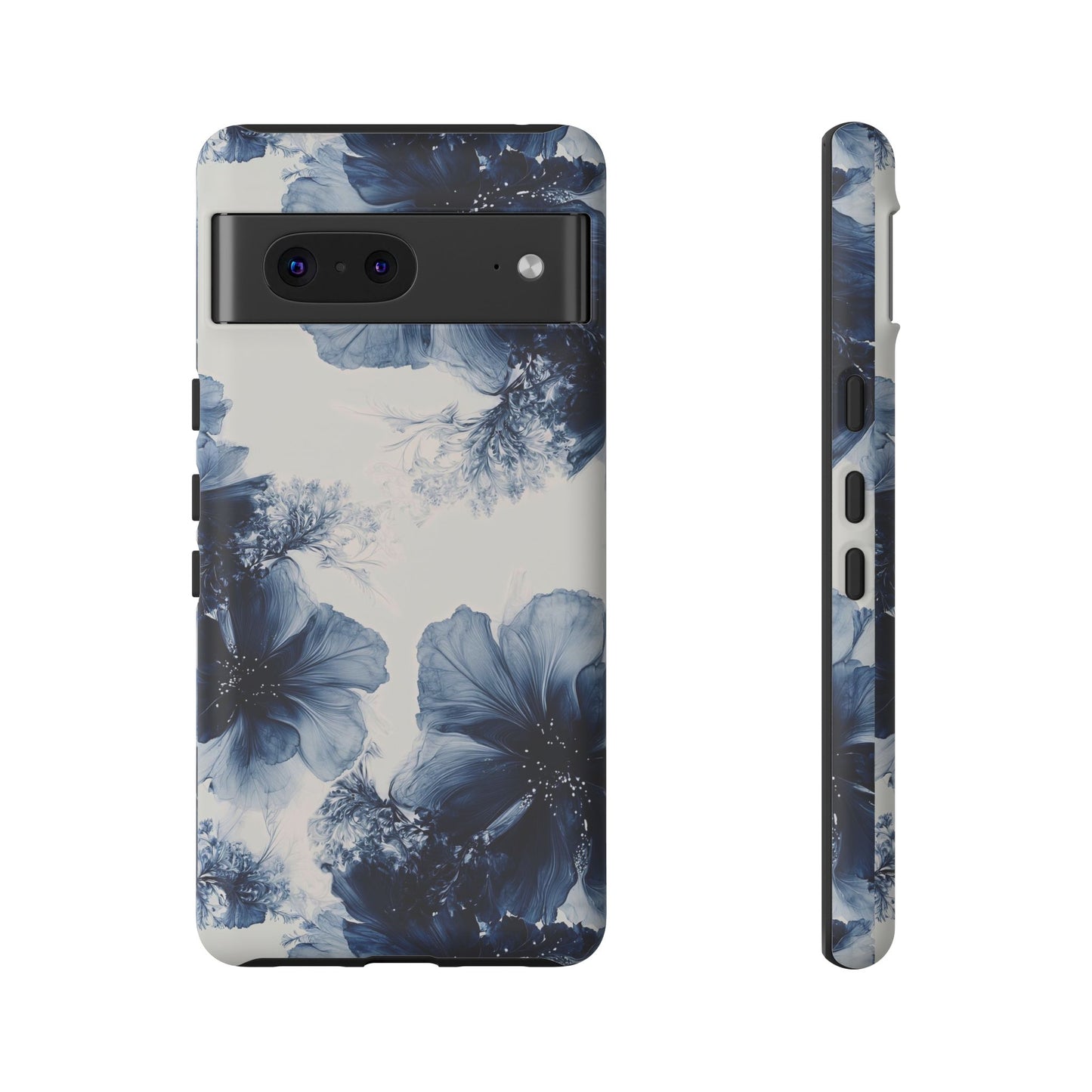 Floral Indigo Tough Phone Case — Blue Botanical Protective Cover