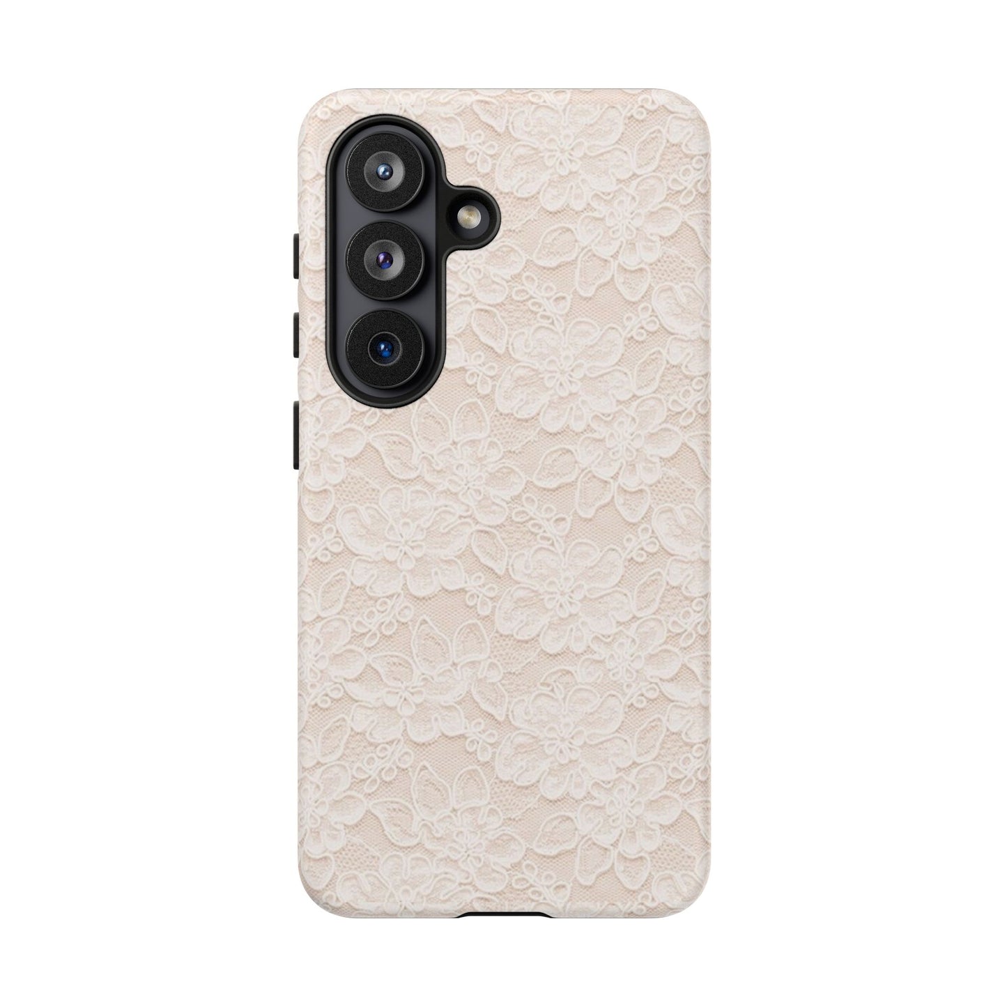 Floral Lace Tough Phone Case – Vintage Ivory Protective Cover